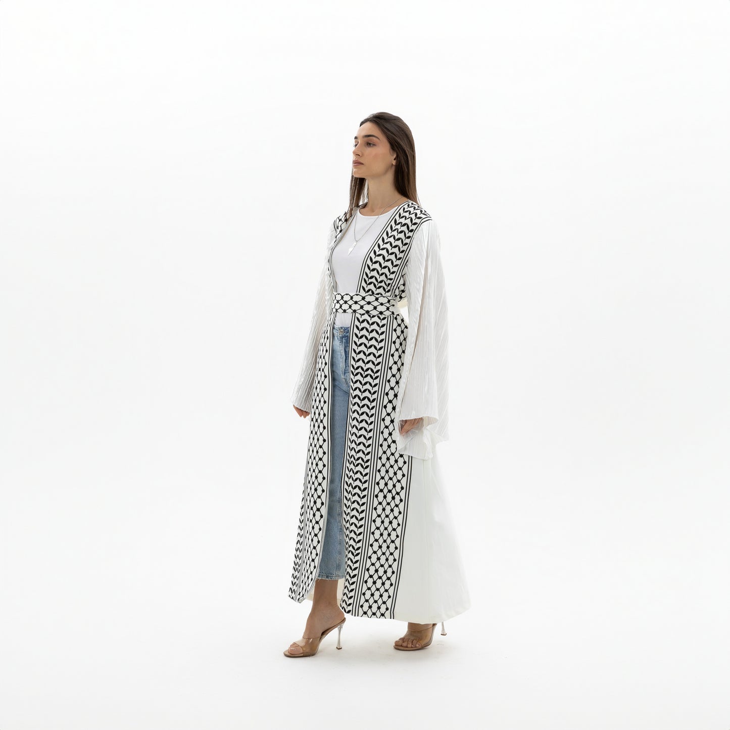 Keffiyeh Abaya with Pleated Sleeves