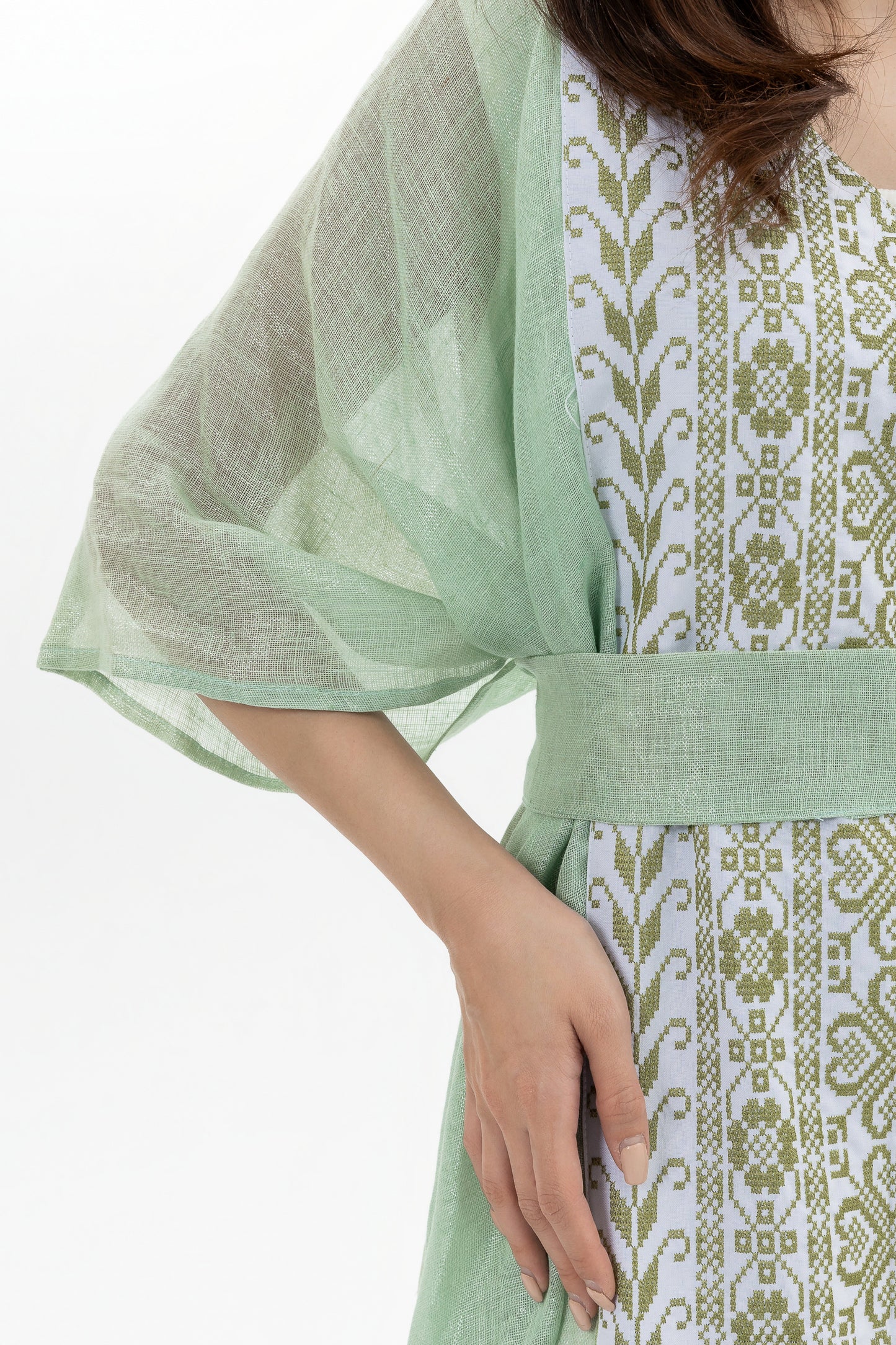 Adult Green Kaftan with Embroidery