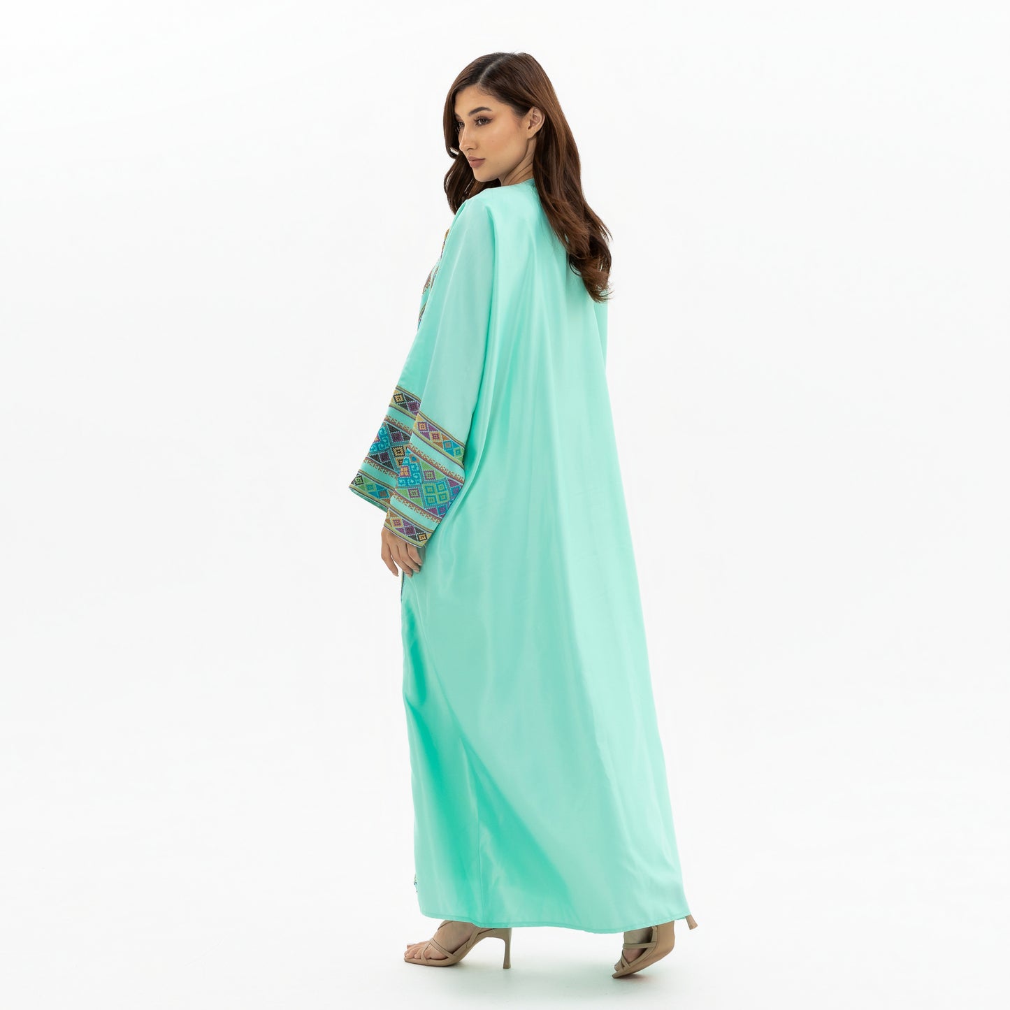 Adult Turquoise Kaftan with Tatreez Details