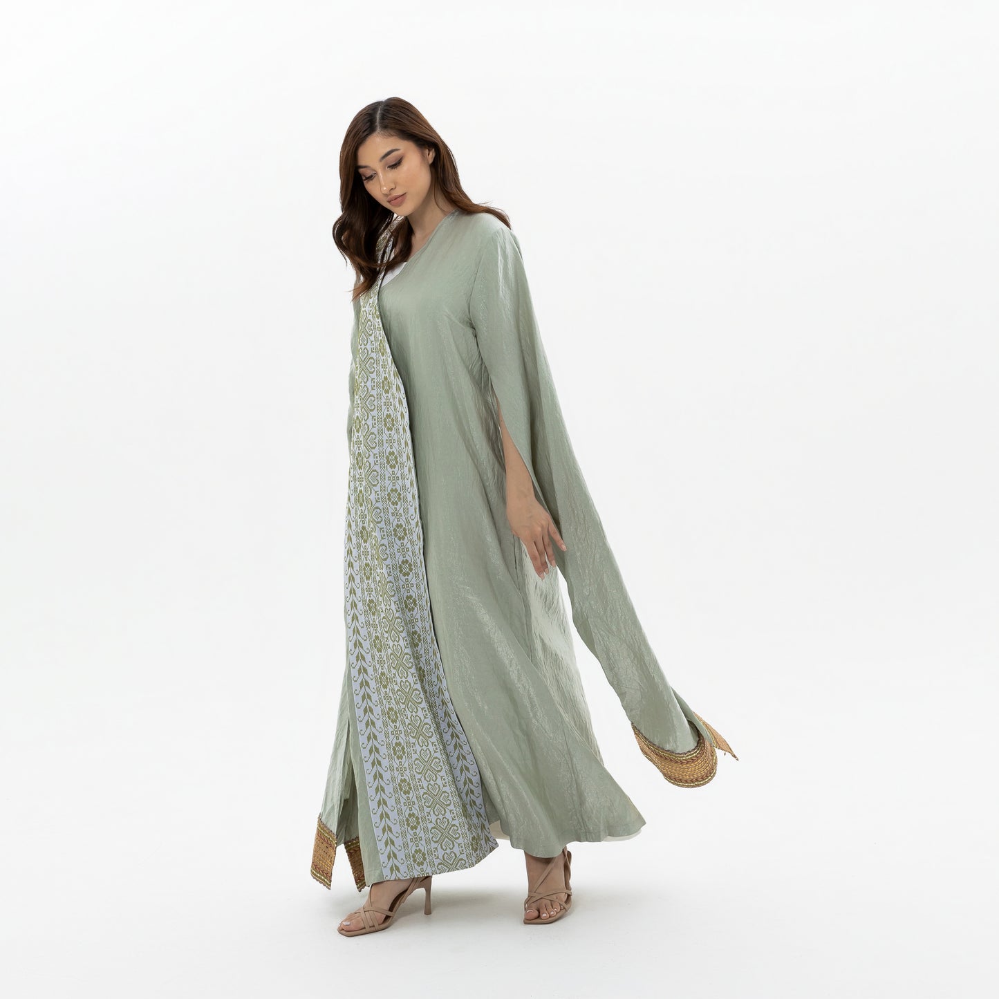 Mint Abaya with Embroidery Details