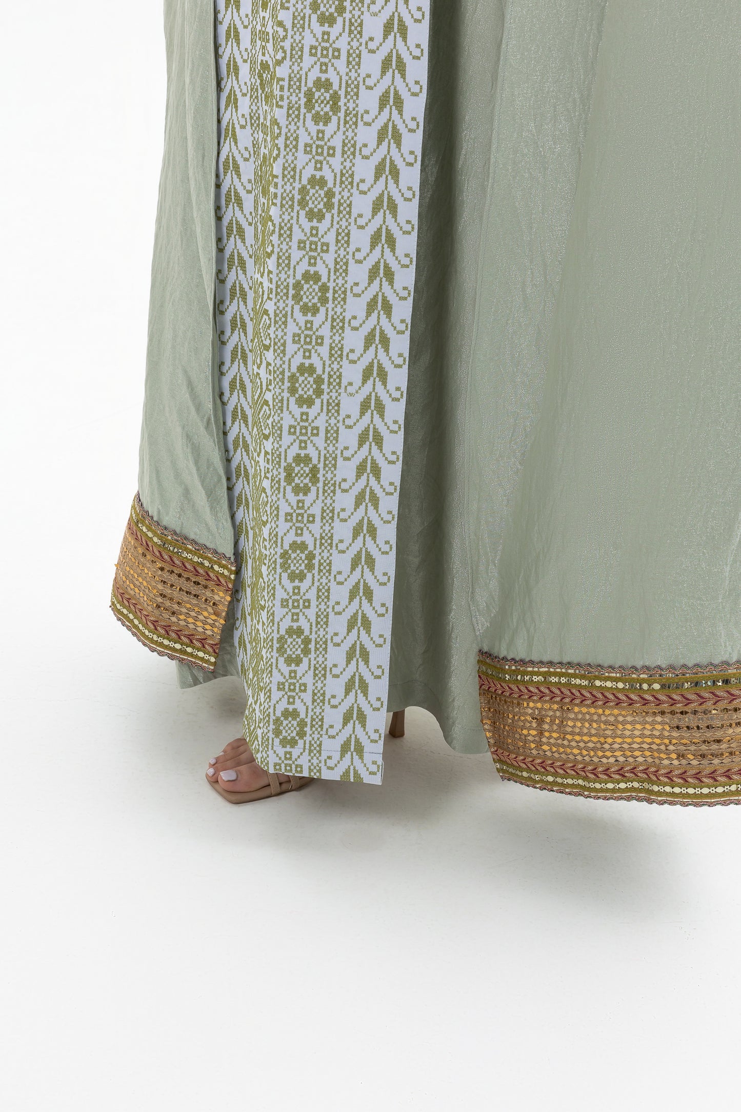 Mint Abaya with Embroidery Details