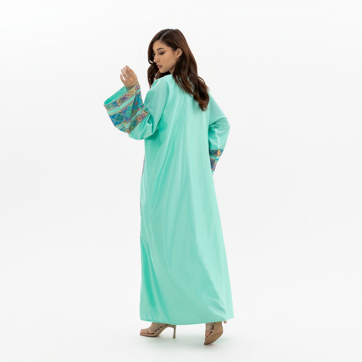 Adult Turquoise Kaftan with Tatreez Details