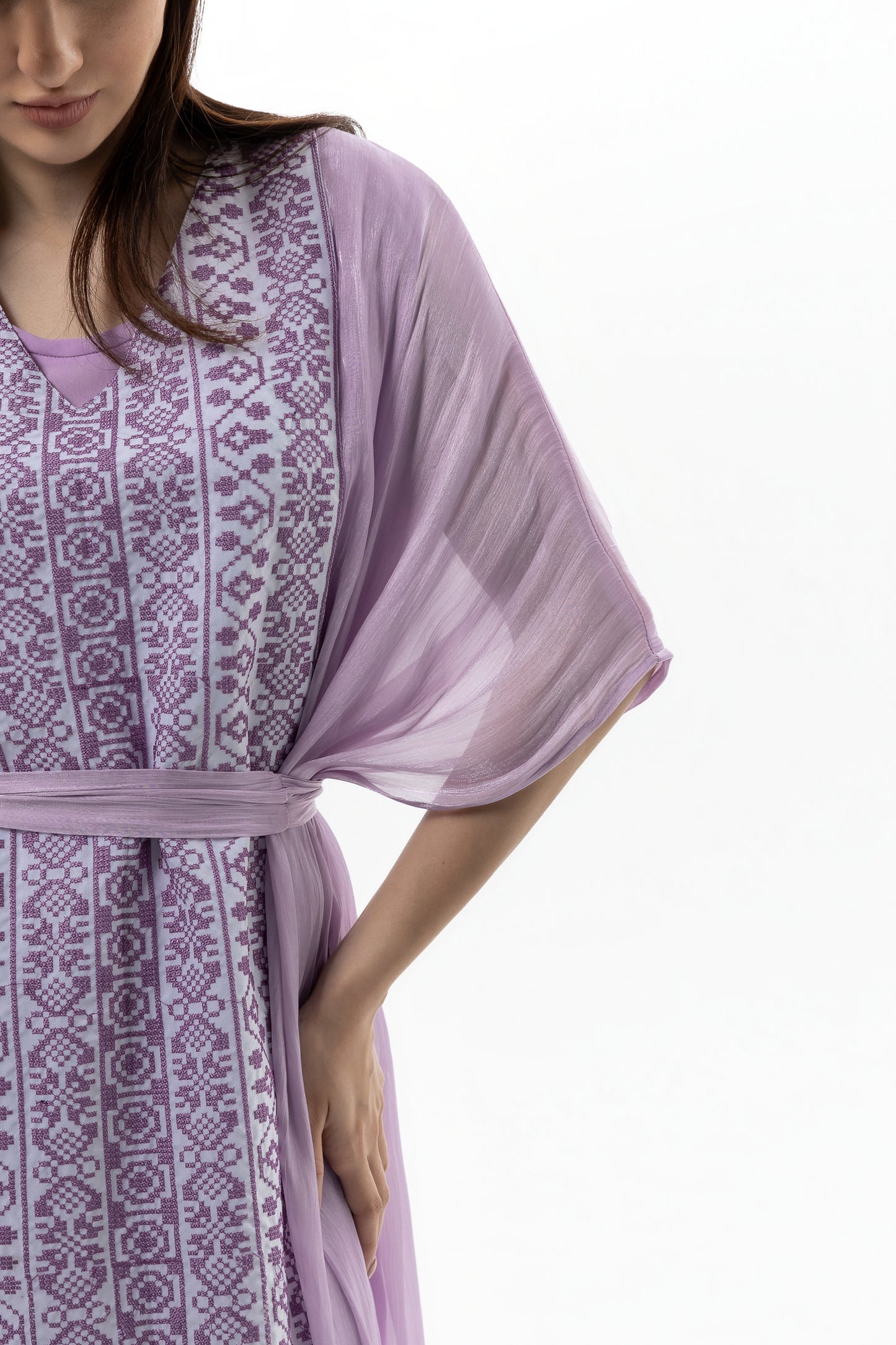 Lavender Kaftan with Embroidery