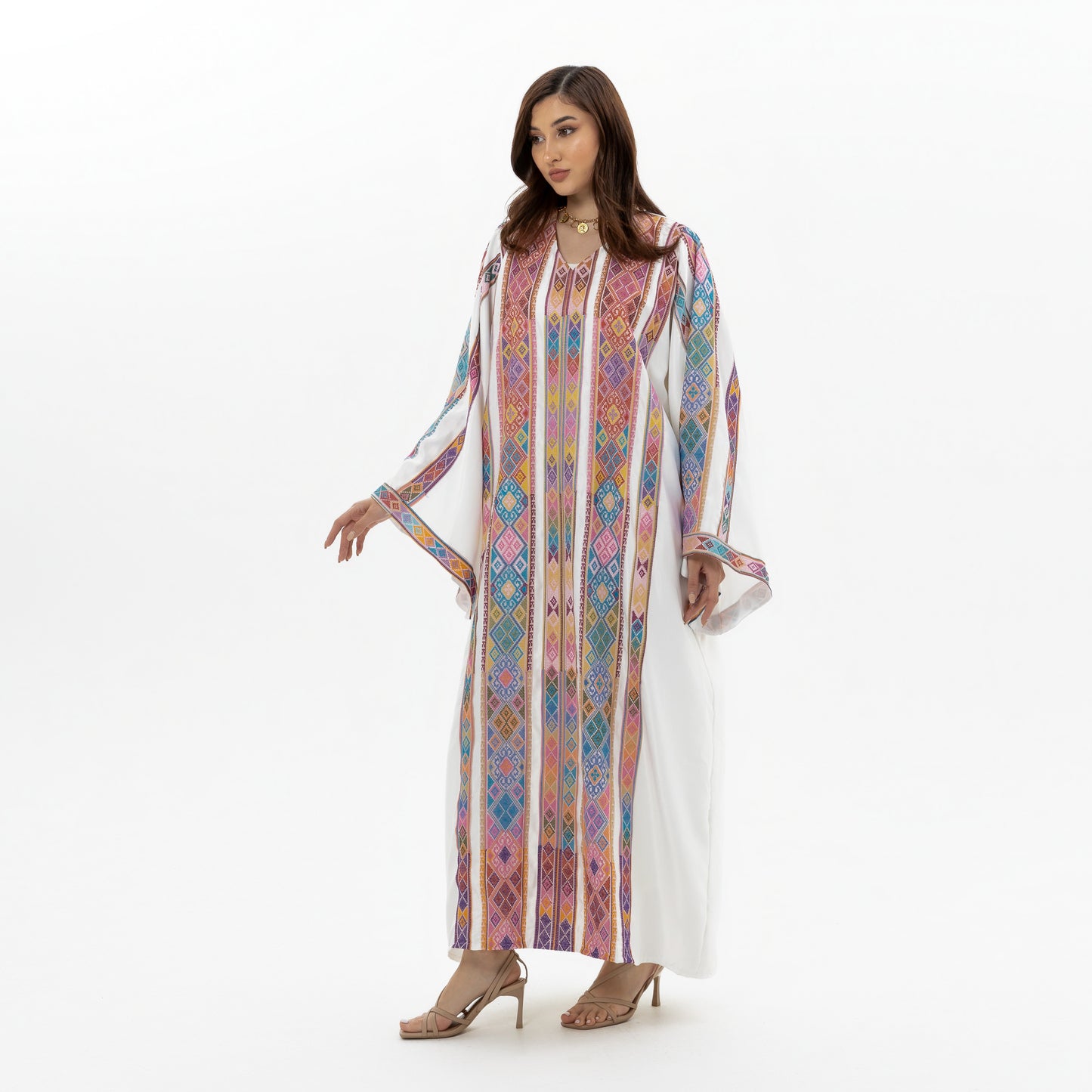 Adult White Kaftan with Tatreez