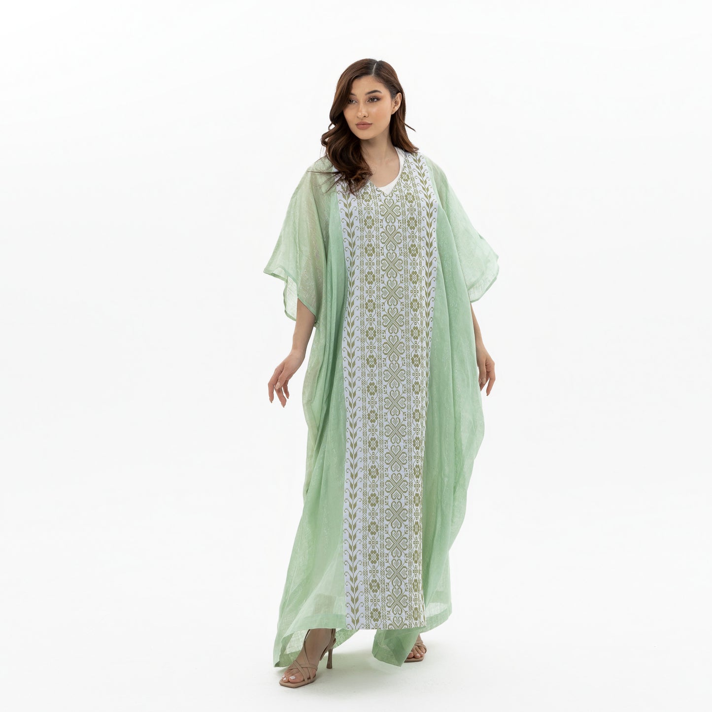 Adult Green Kaftan with Embroidery