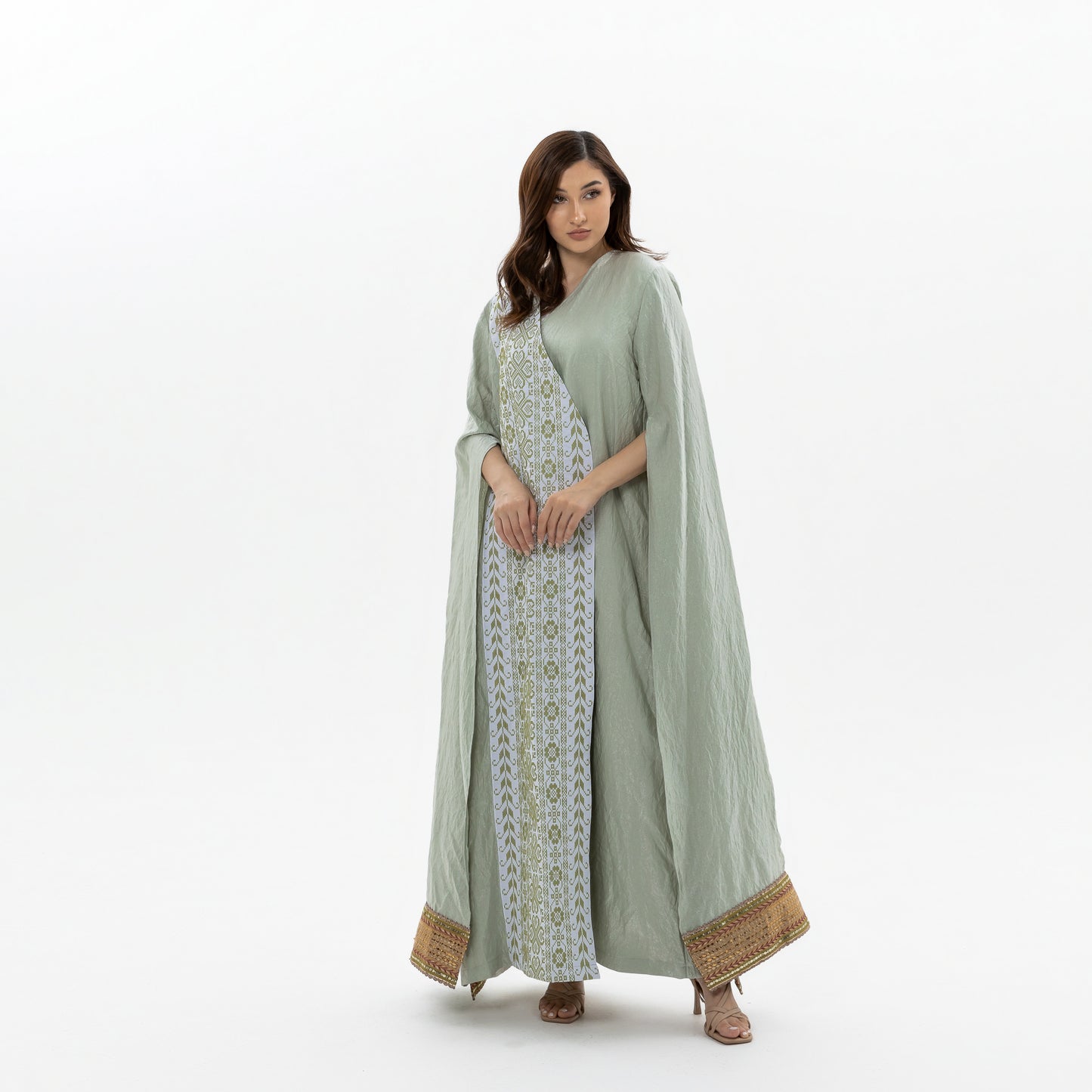 Mint Abaya with Embroidery Details