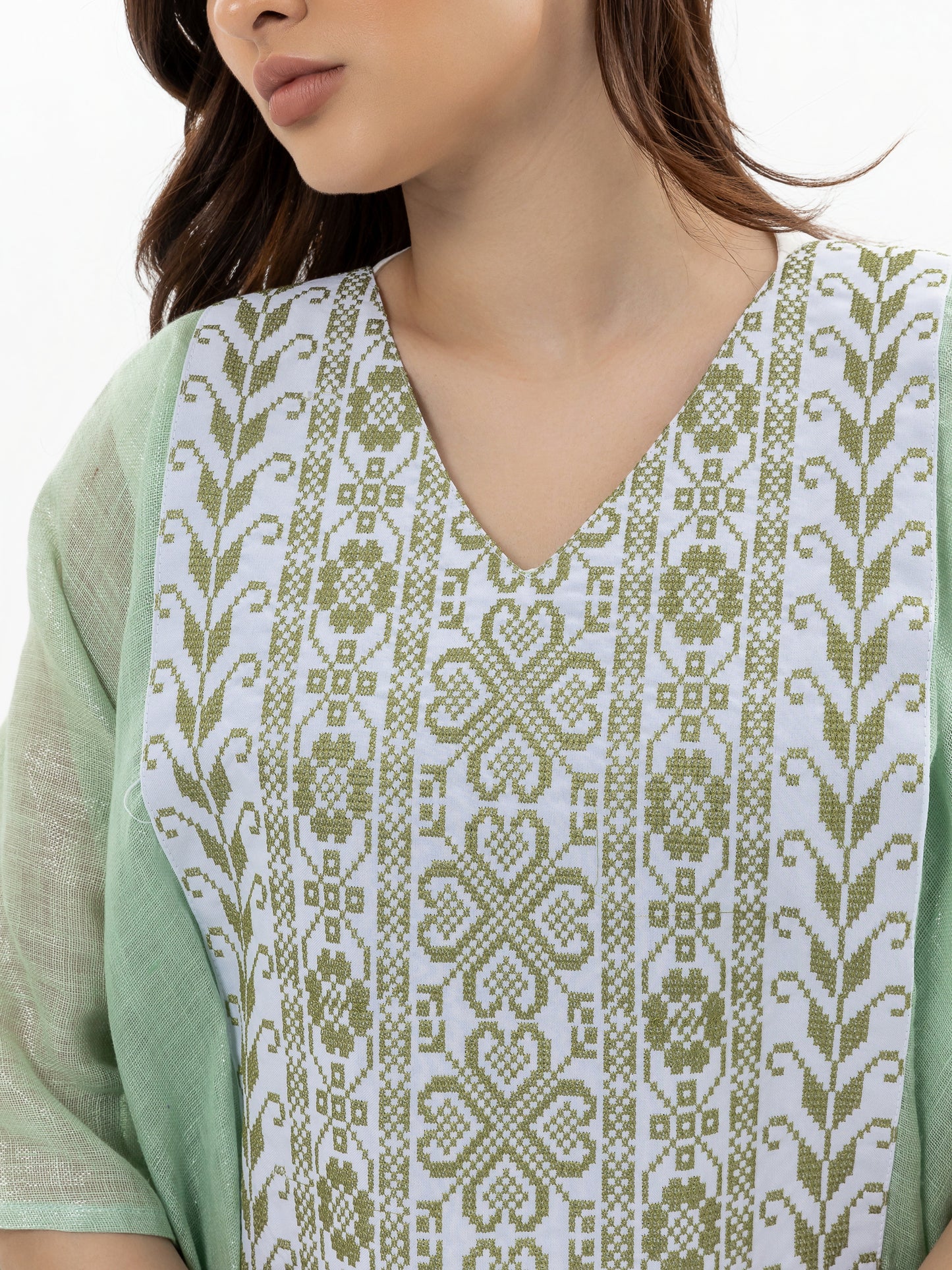 Adult Green Kaftan with Embroidery