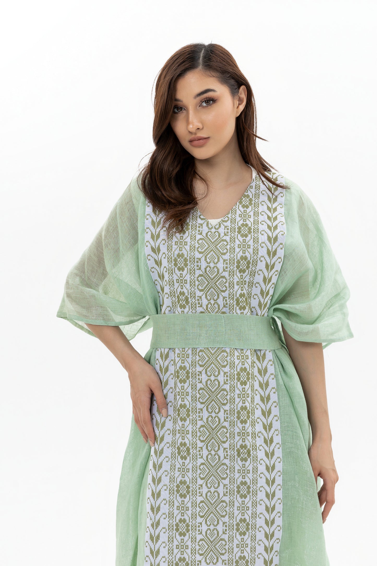 Adult Green Kaftan with Embroidery