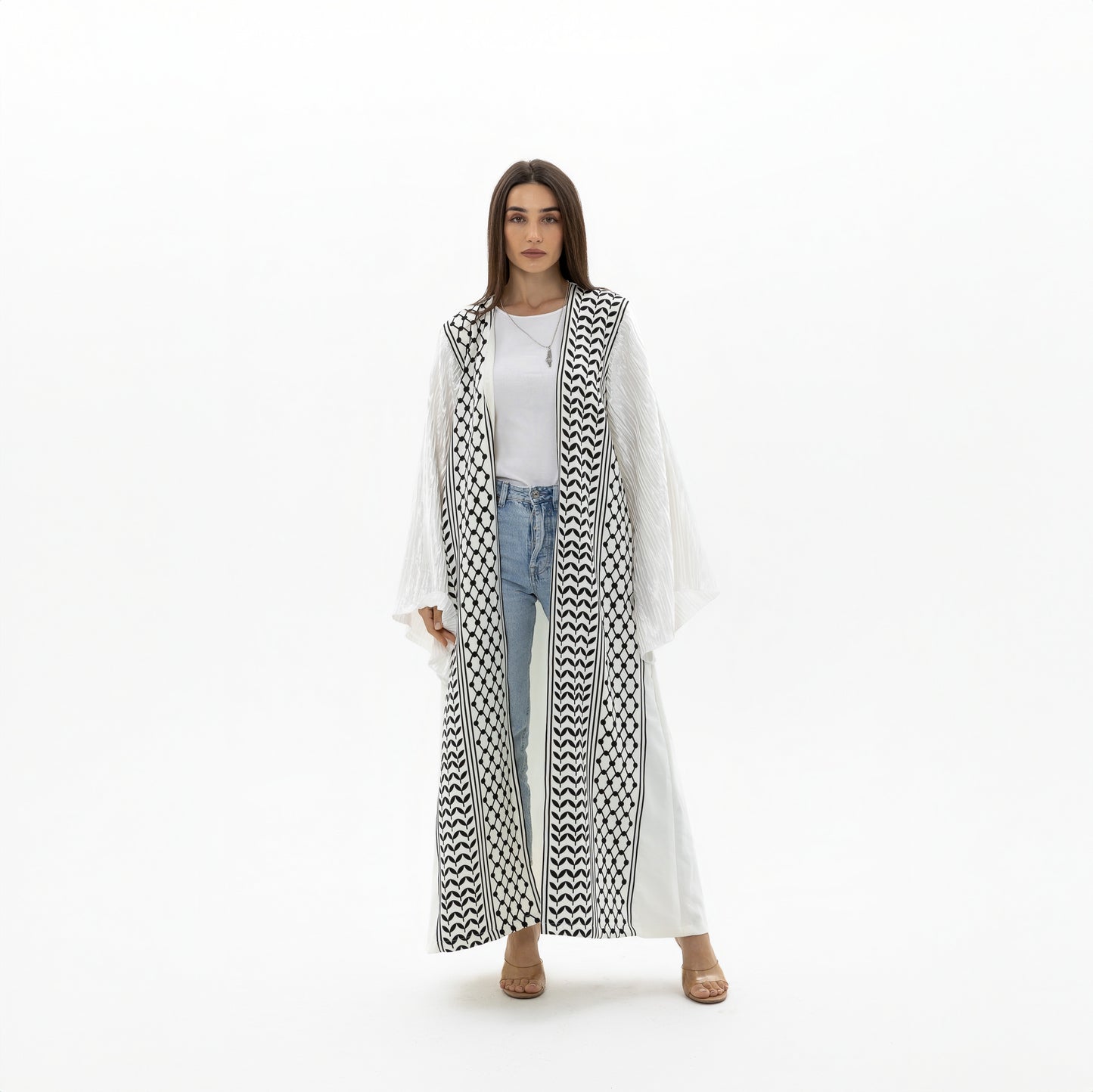 Keffiyeh Abaya with Pleated Sleeves