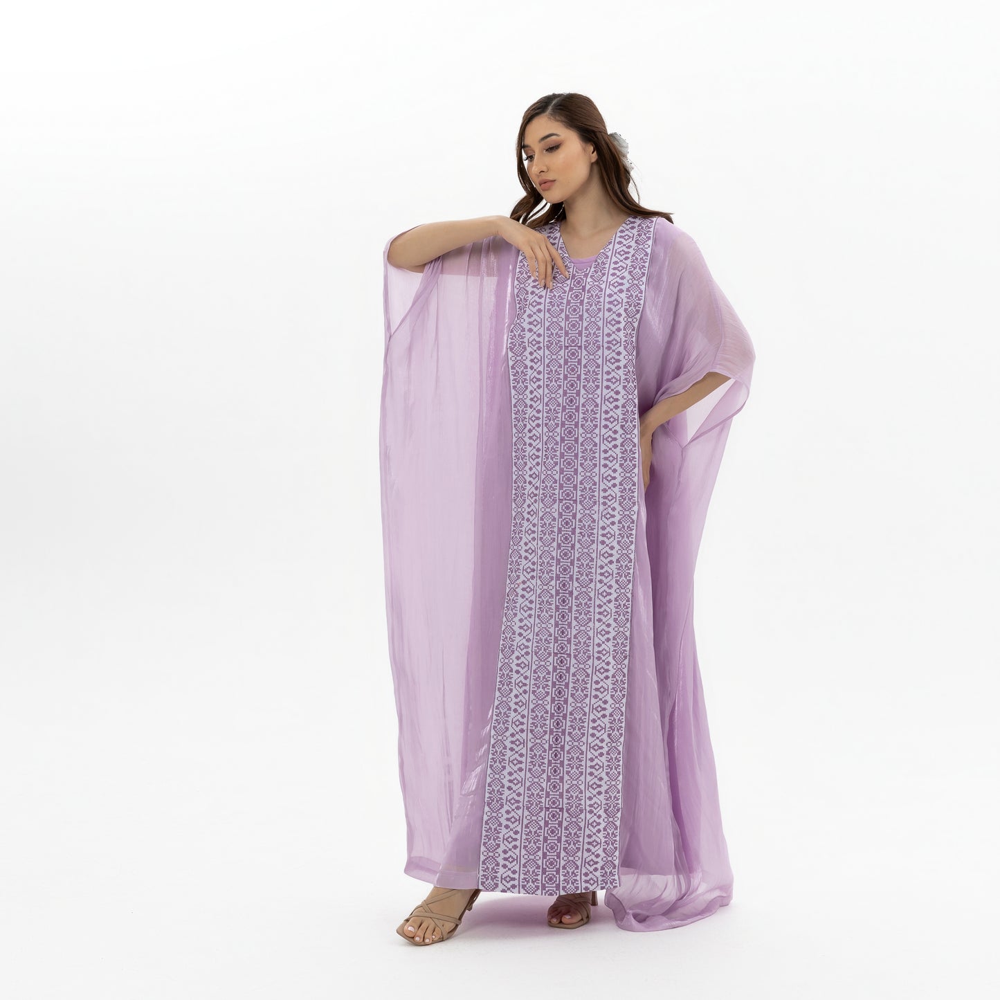 Lavender Kaftan with Embroidery