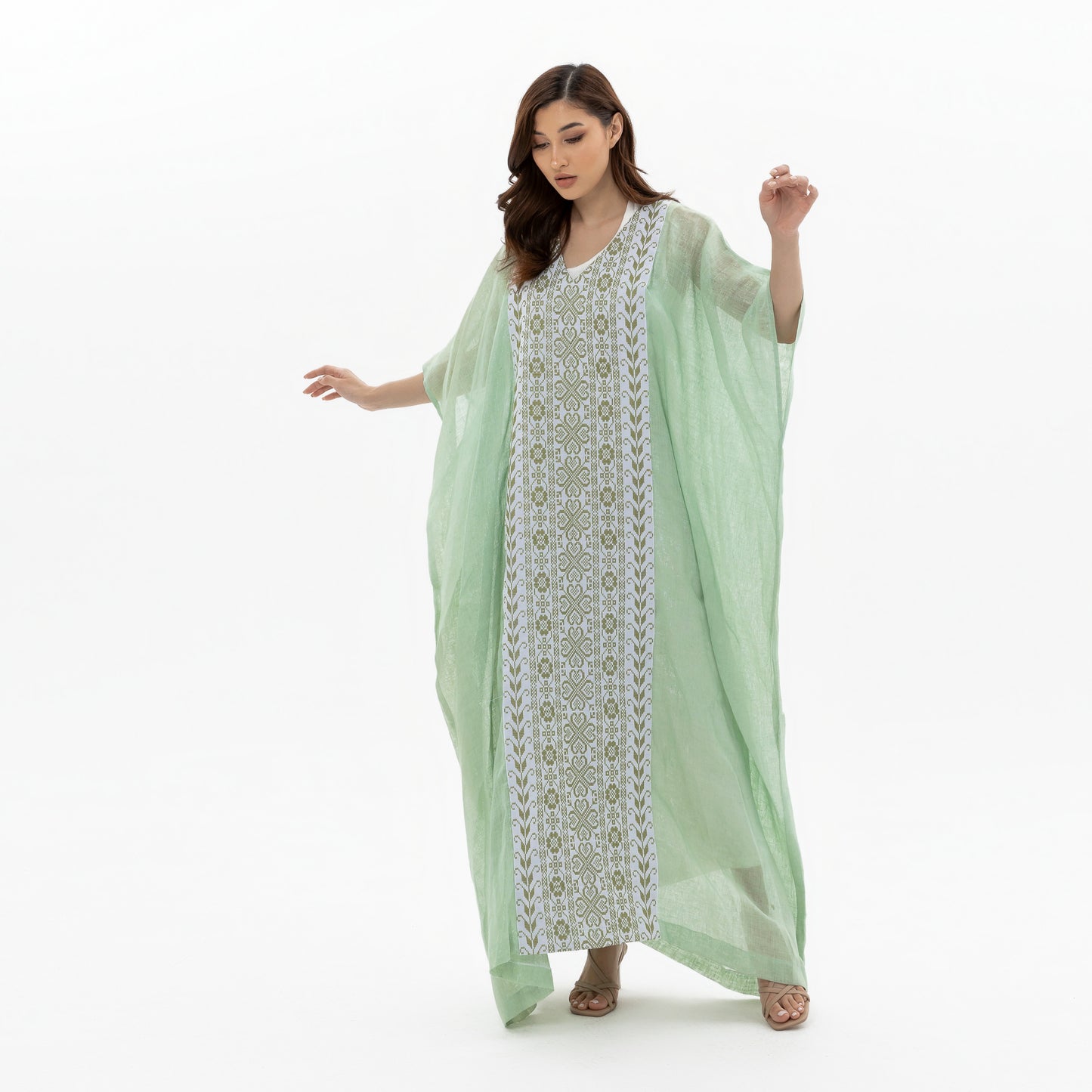 Adult Green Kaftan with Embroidery