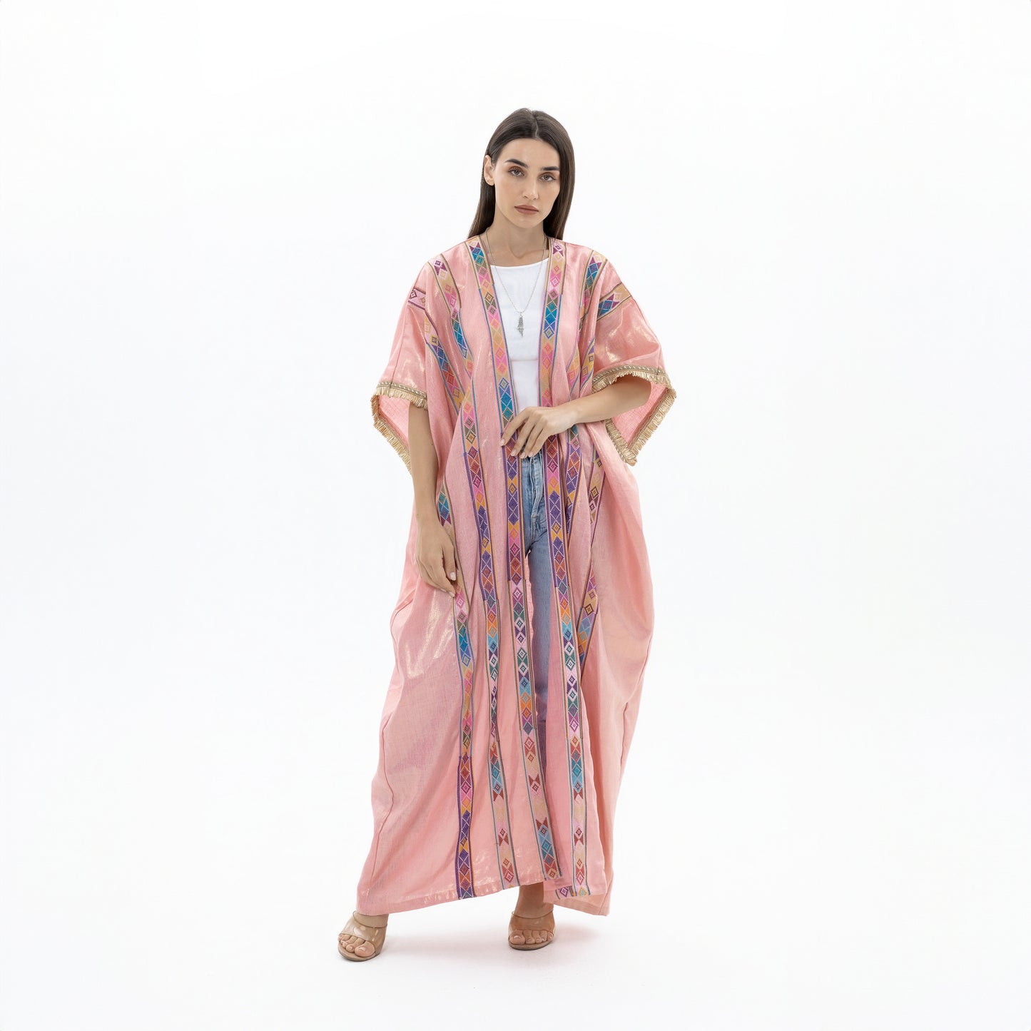 Pink Bisht with Colorful Tatreez