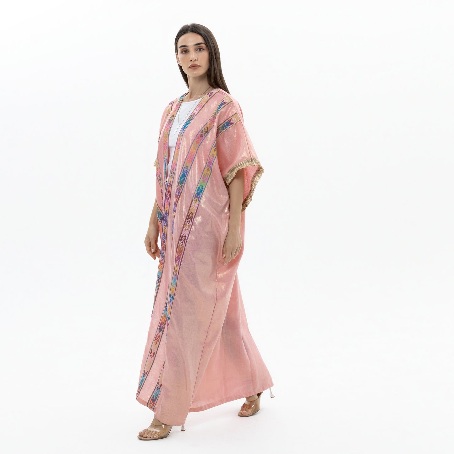 Pink Bisht with Colorful Tatreez