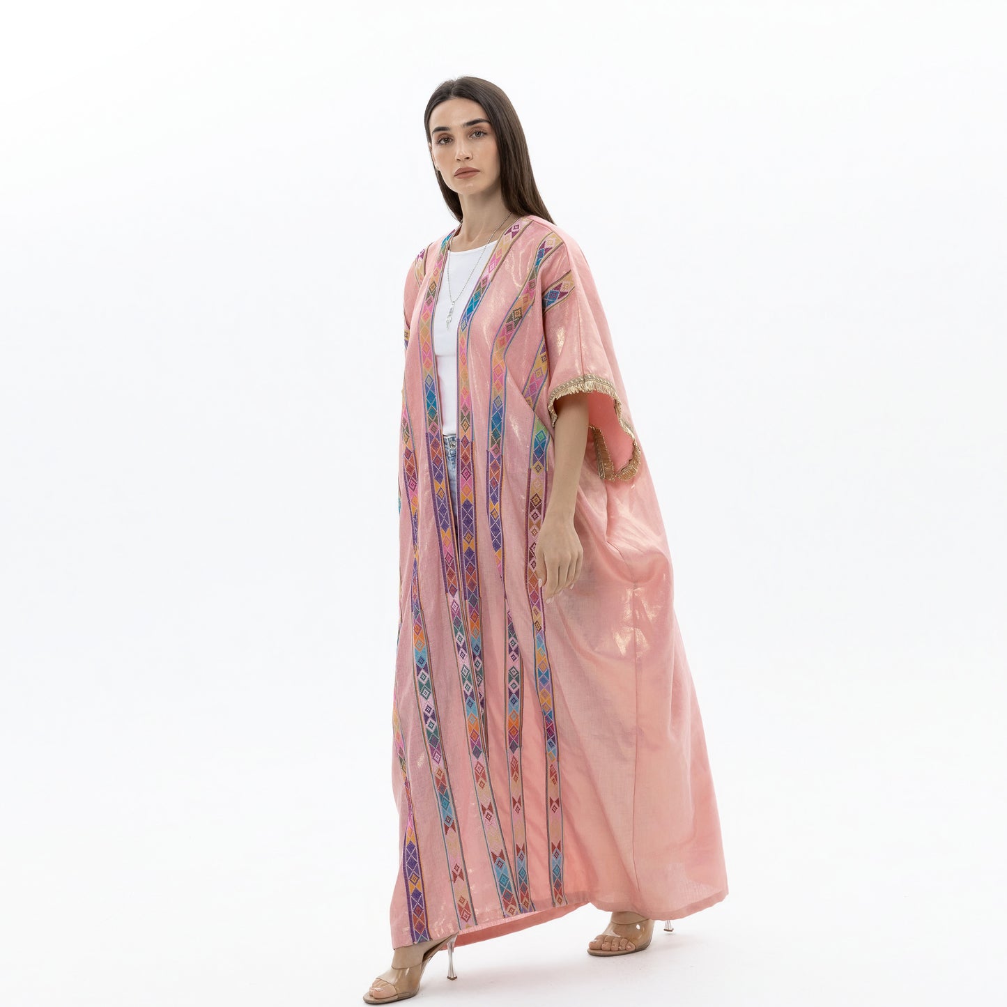 Pink Bisht with Colorful Tatreez