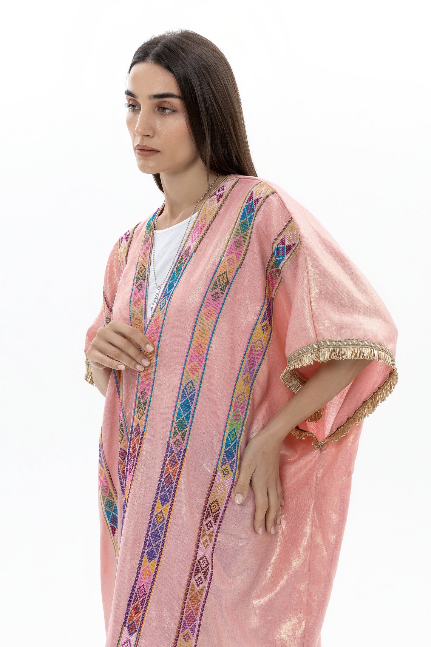 Pink Bisht with Colorful Tatreez