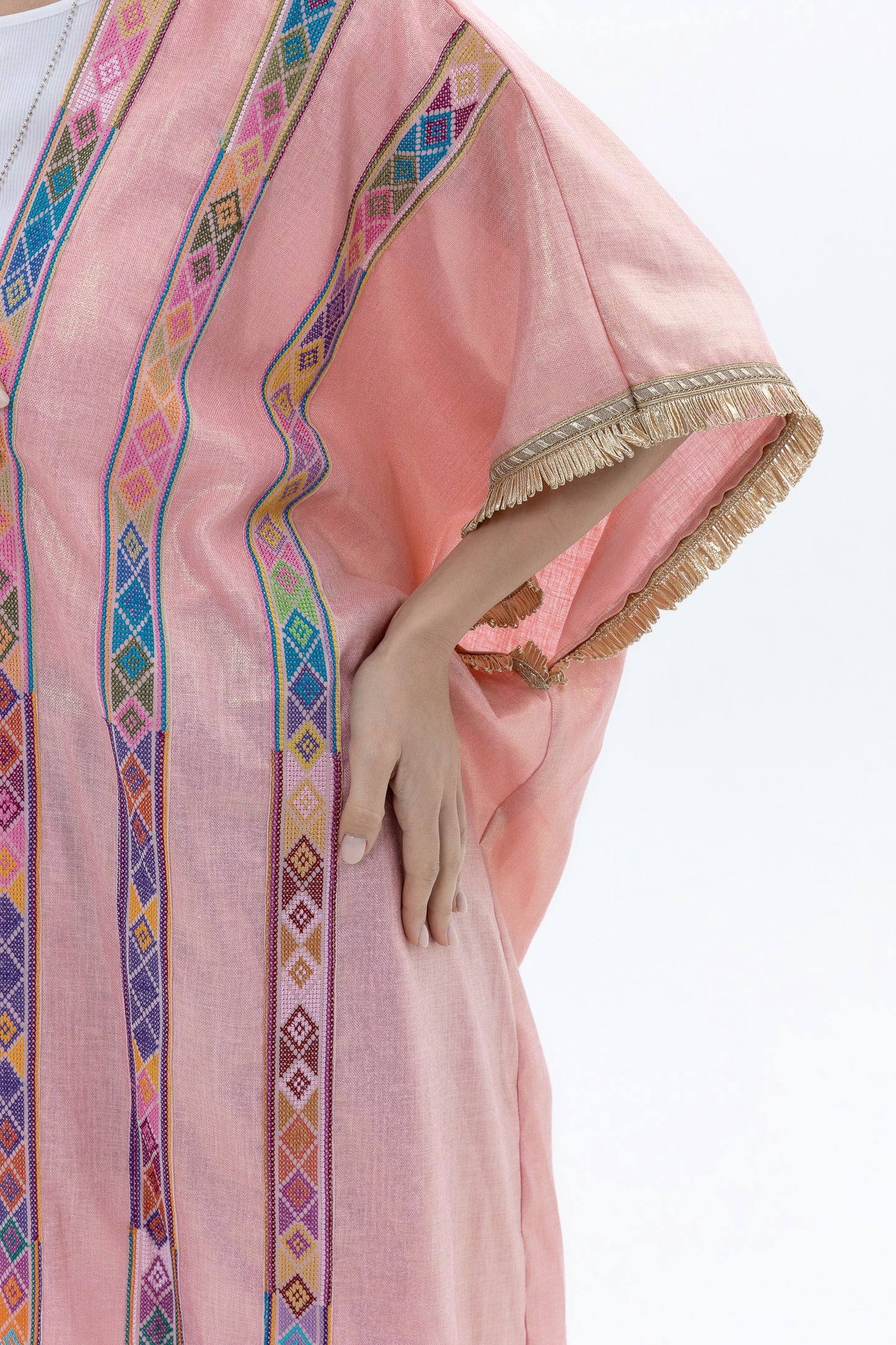 Pink Bisht with Colorful Tatreez