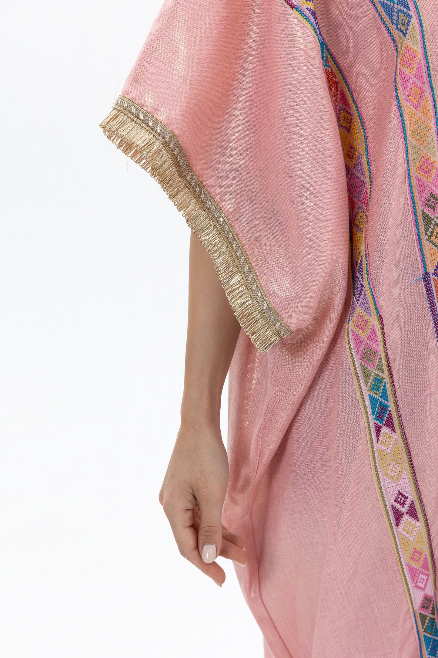 Pink Bisht with Colorful Tatreez