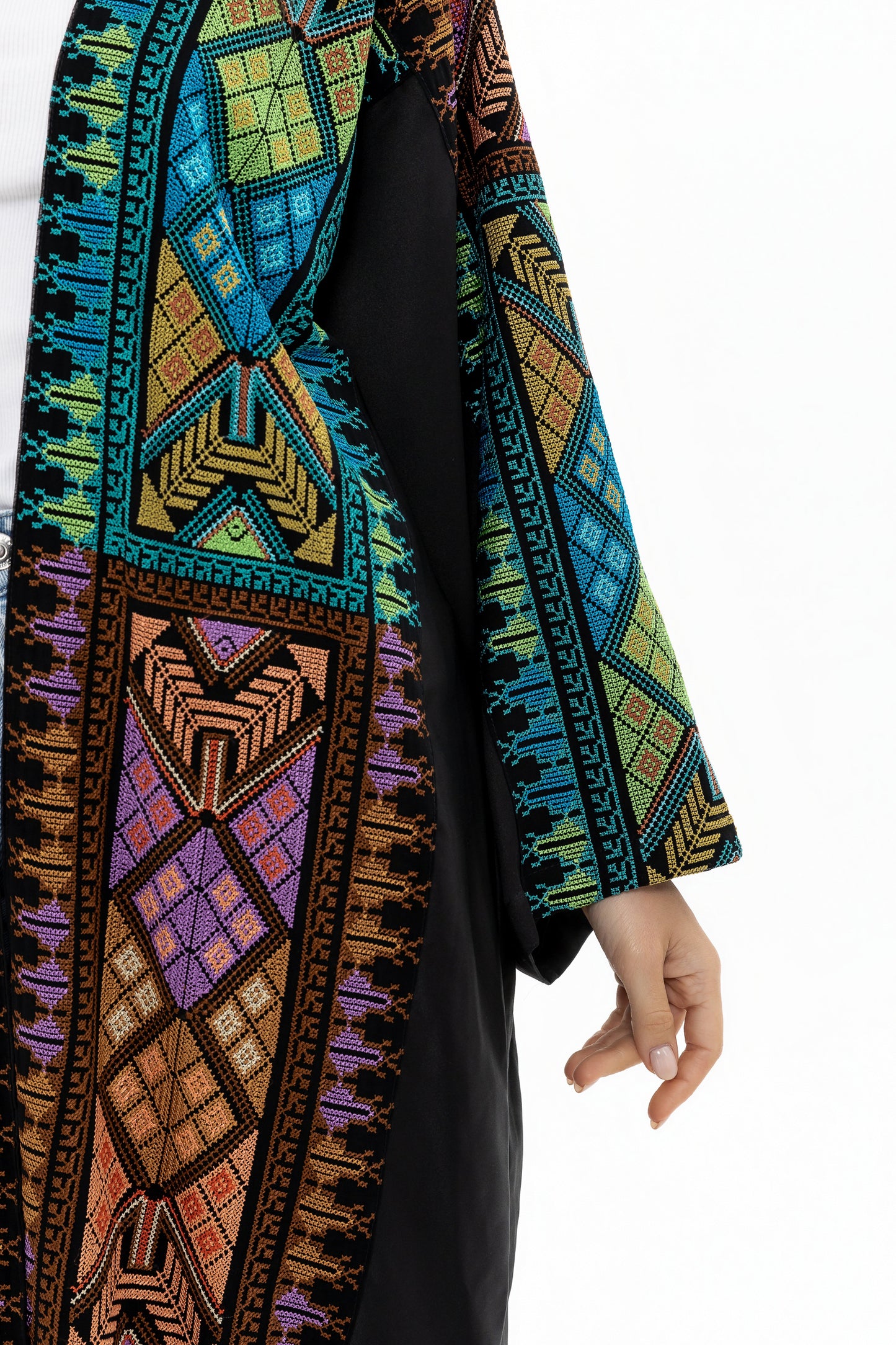 Black Abaya with Colorful Tatreez