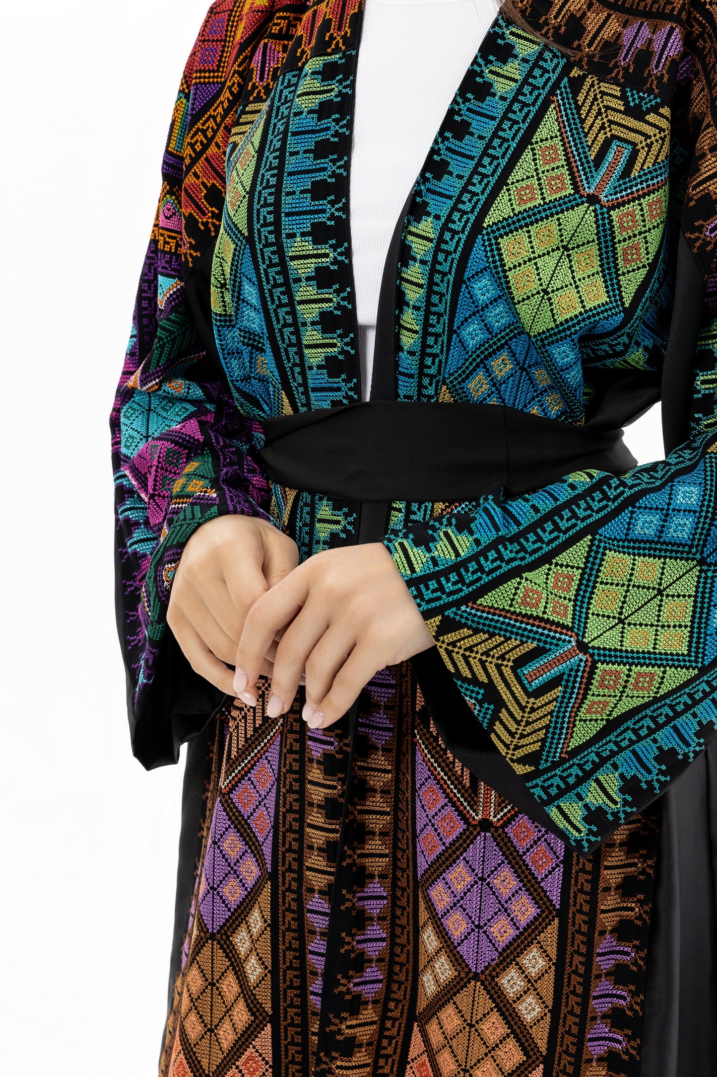 Black Abaya with Colorful Tatreez