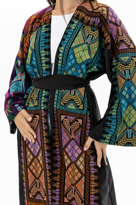 Black Abaya with Colorful Tatreez