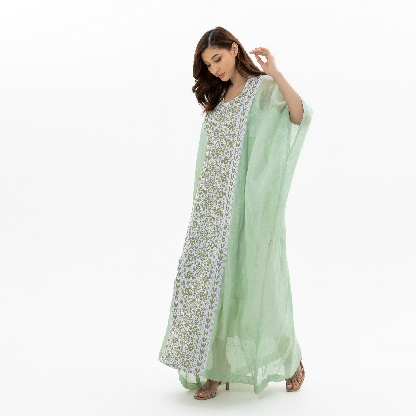 Adult Green Kaftan with Embroidery