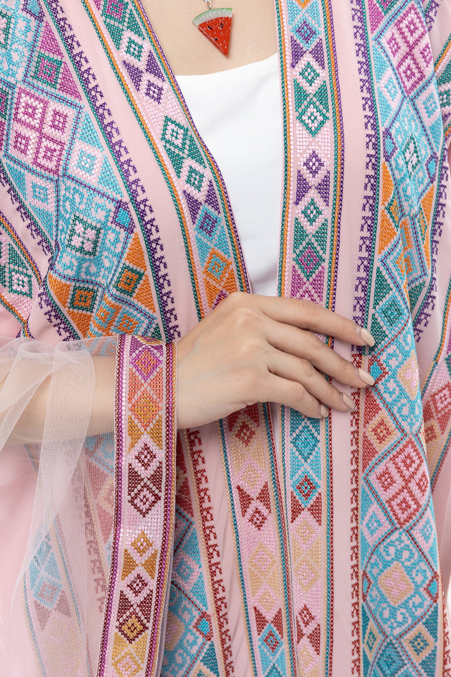 Pink Abaya with Tatreez