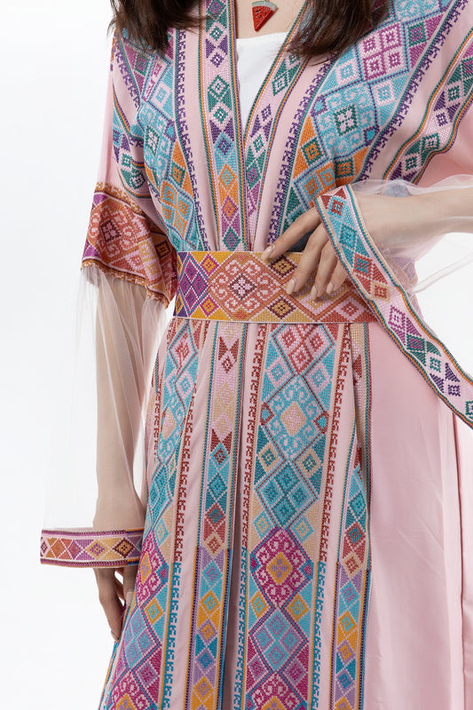 Pink Abaya with Tatreez