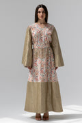 Gold Kaftan with Pastel Swirl Embroidery