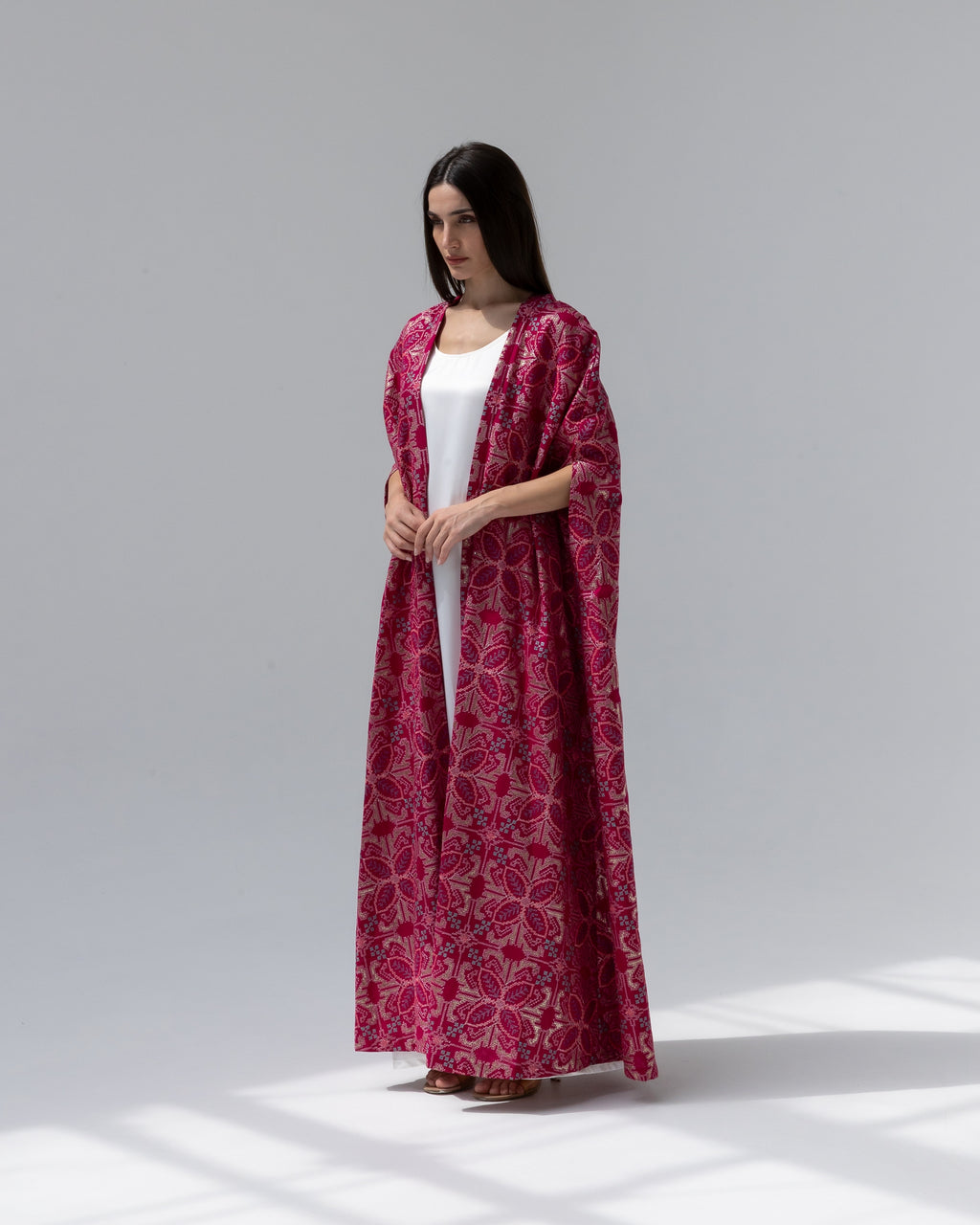 Hot Pink Kaftan with Embroidery Details