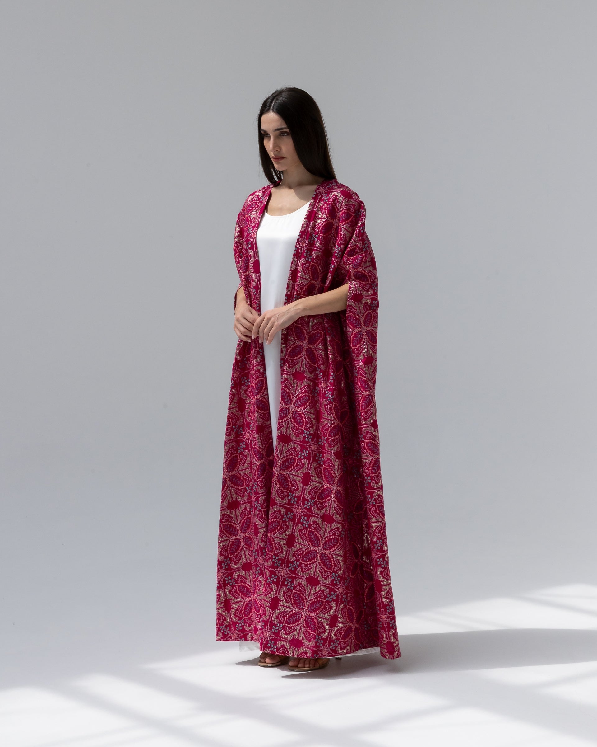 Hot Pink Kaftan with Embroidery Details