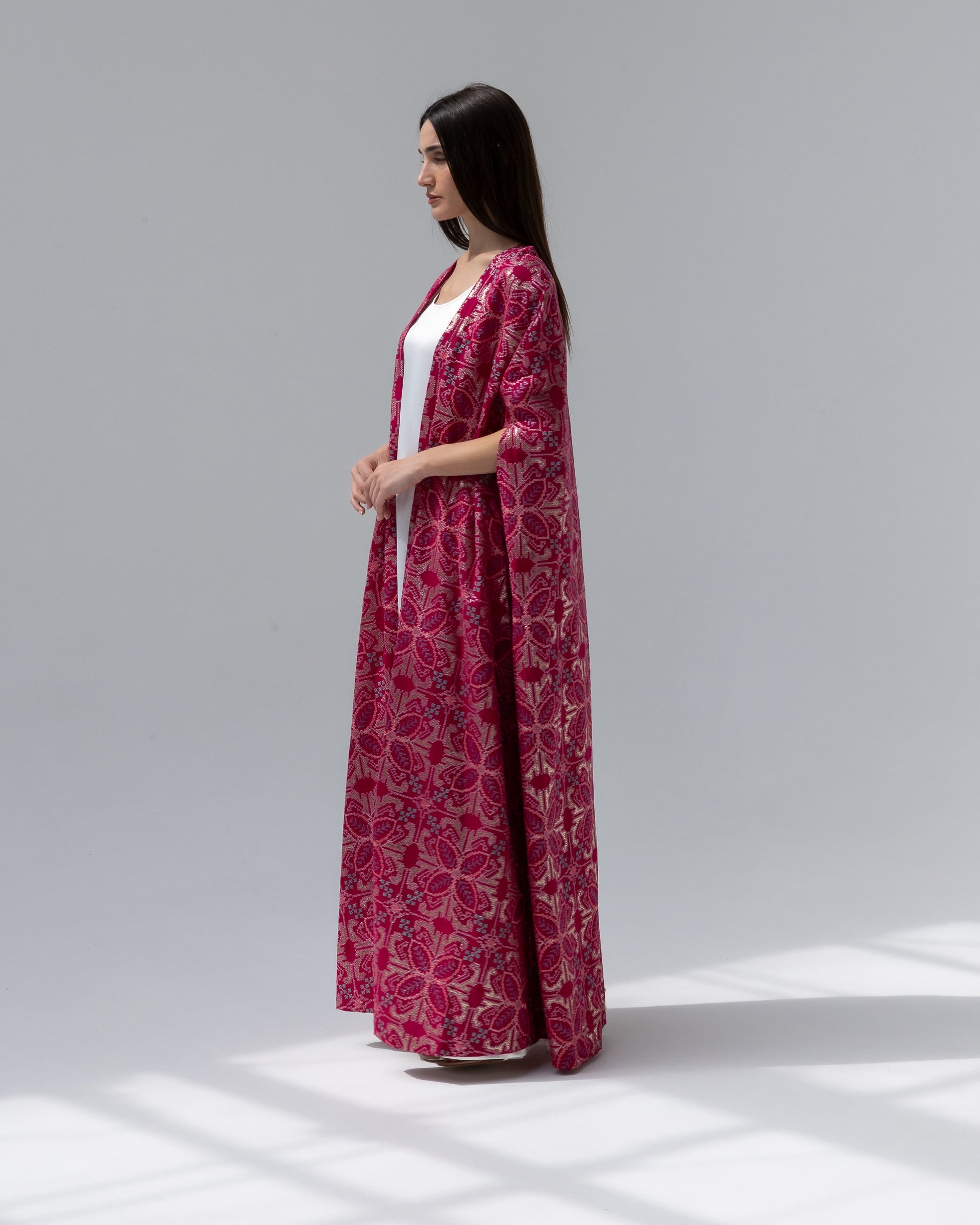 Hot Pink Kaftan with Embroidery Details