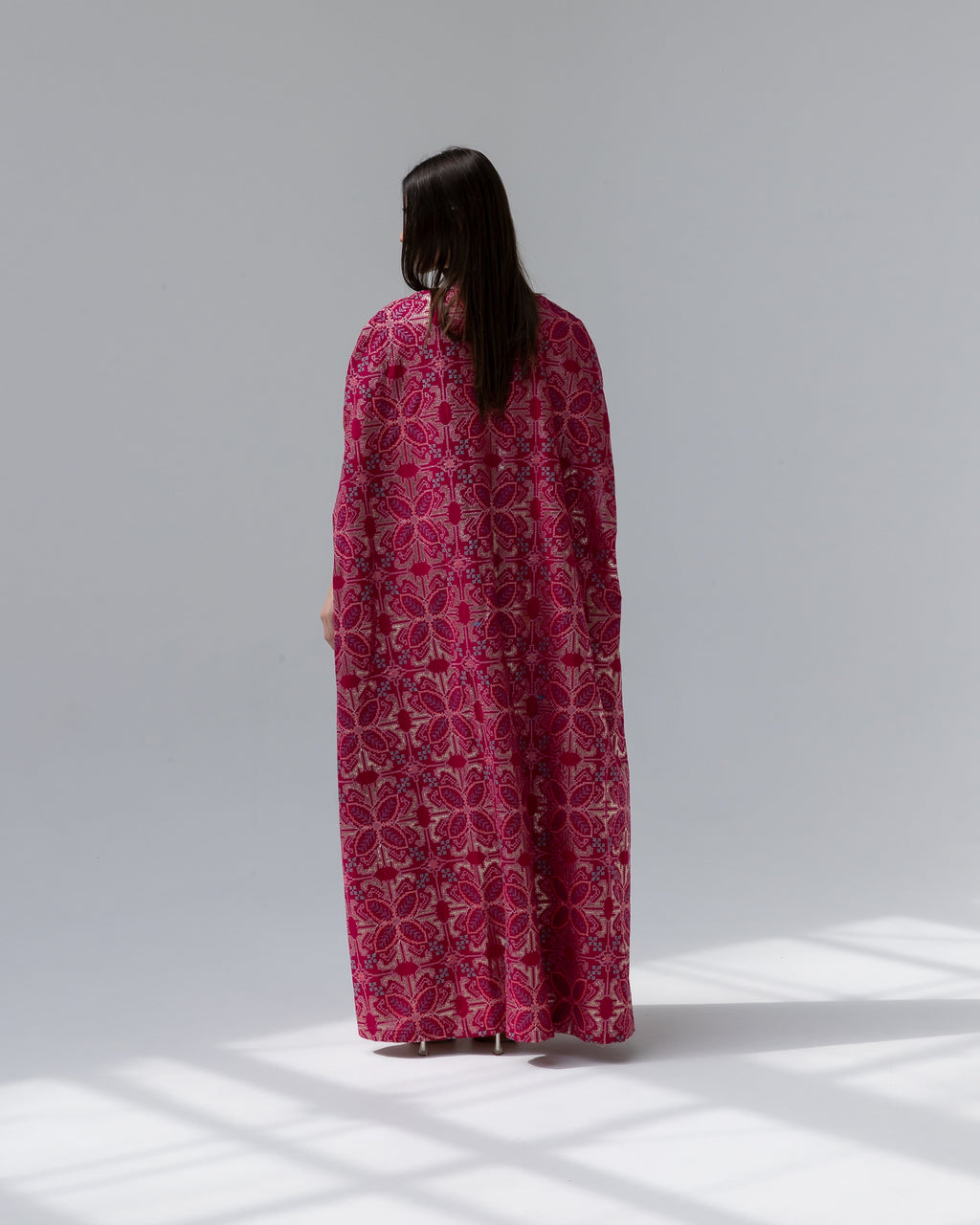 Hot Pink Kaftan with Embroidery Details