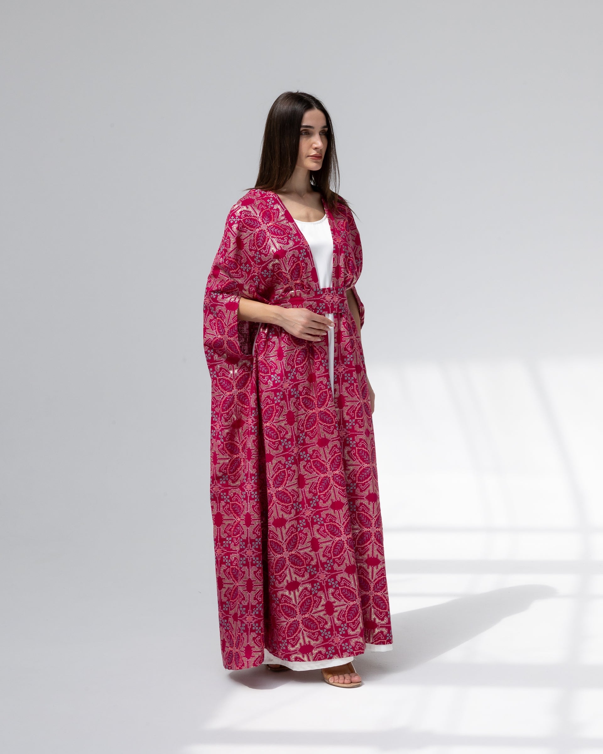 Hot Pink Kaftan with Embroidery Details