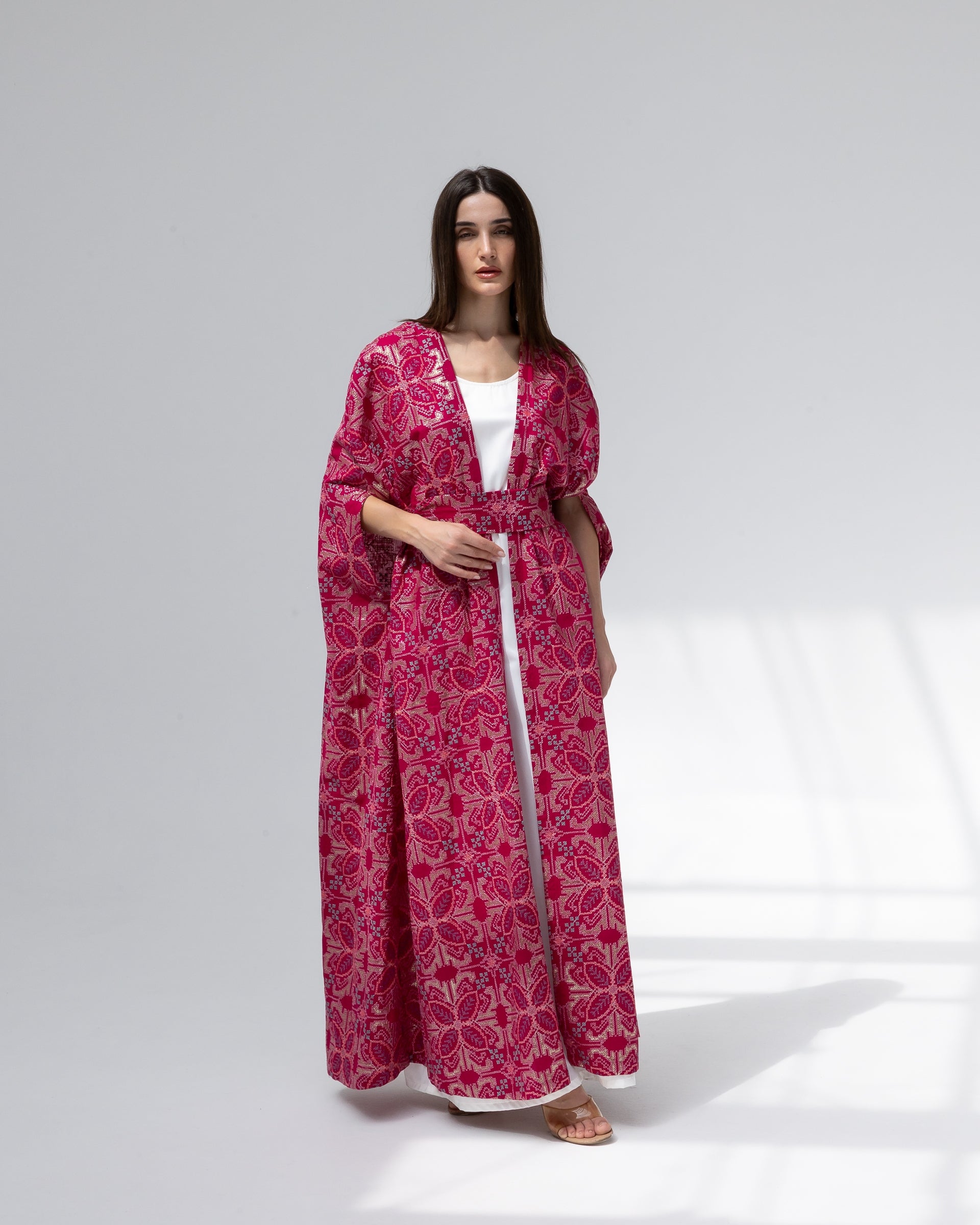 Hot Pink Kaftan with Embroidery Details