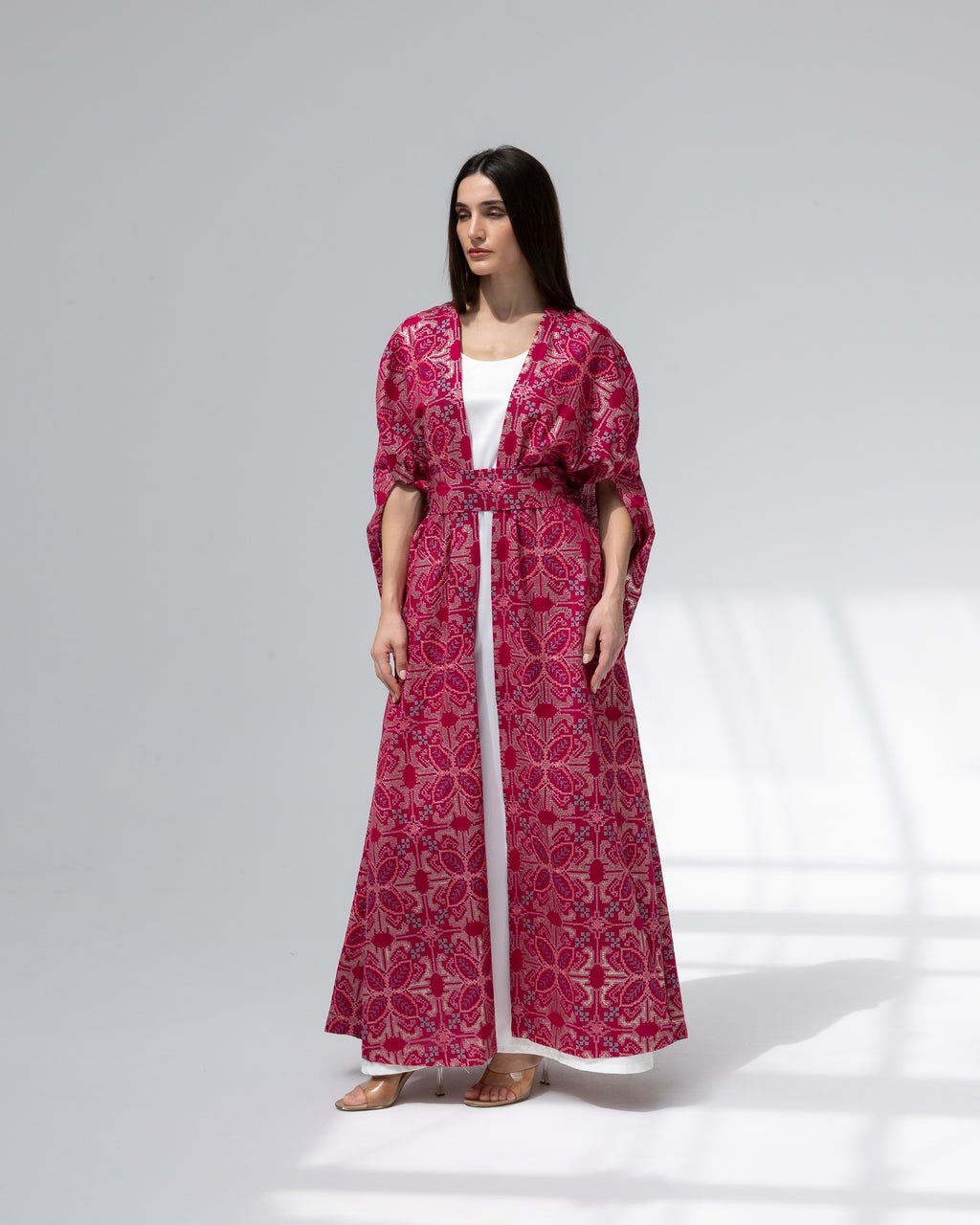 Hot Pink Kaftan with Embroidery Details