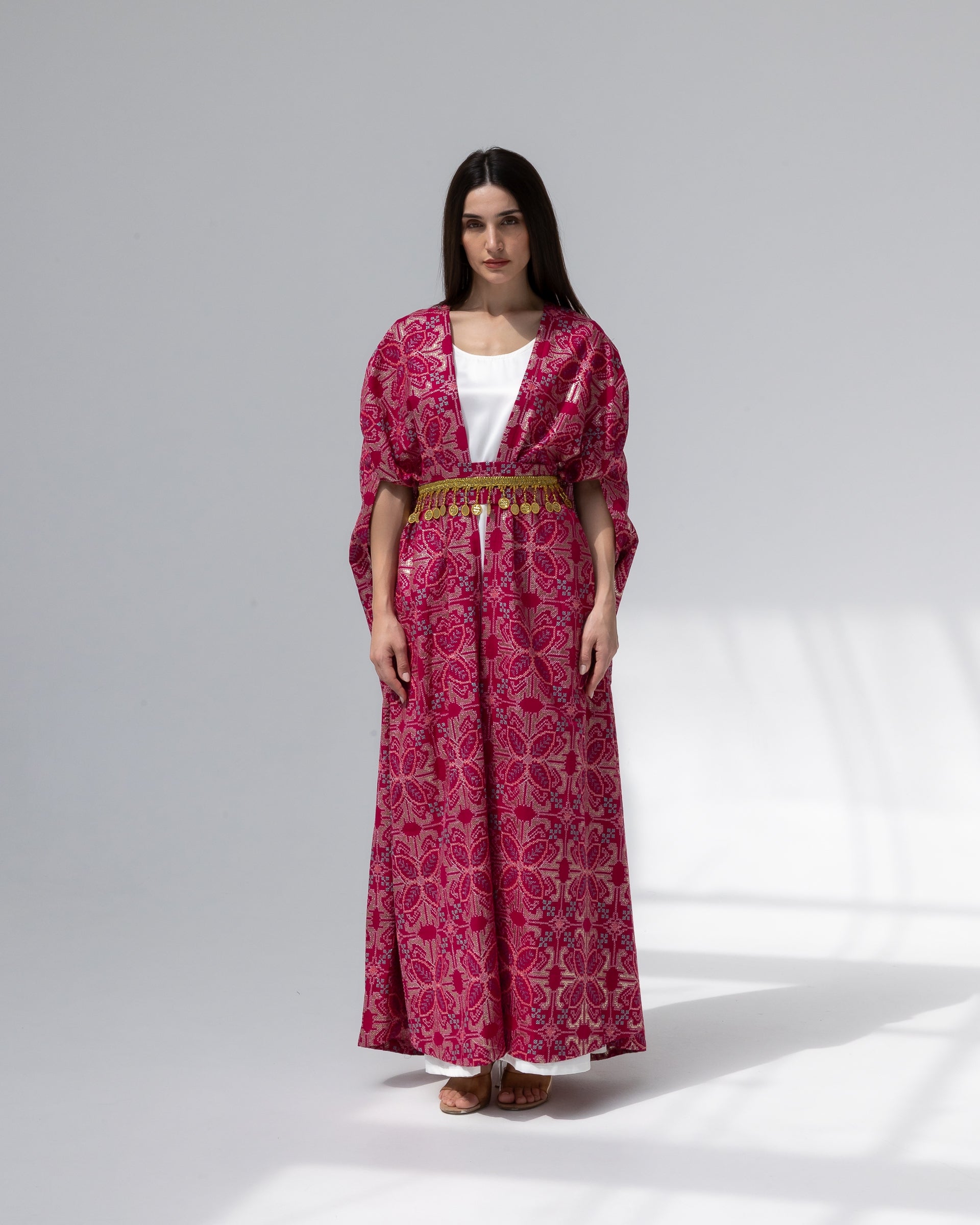 Hot Pink Kaftan with Embroidery Details