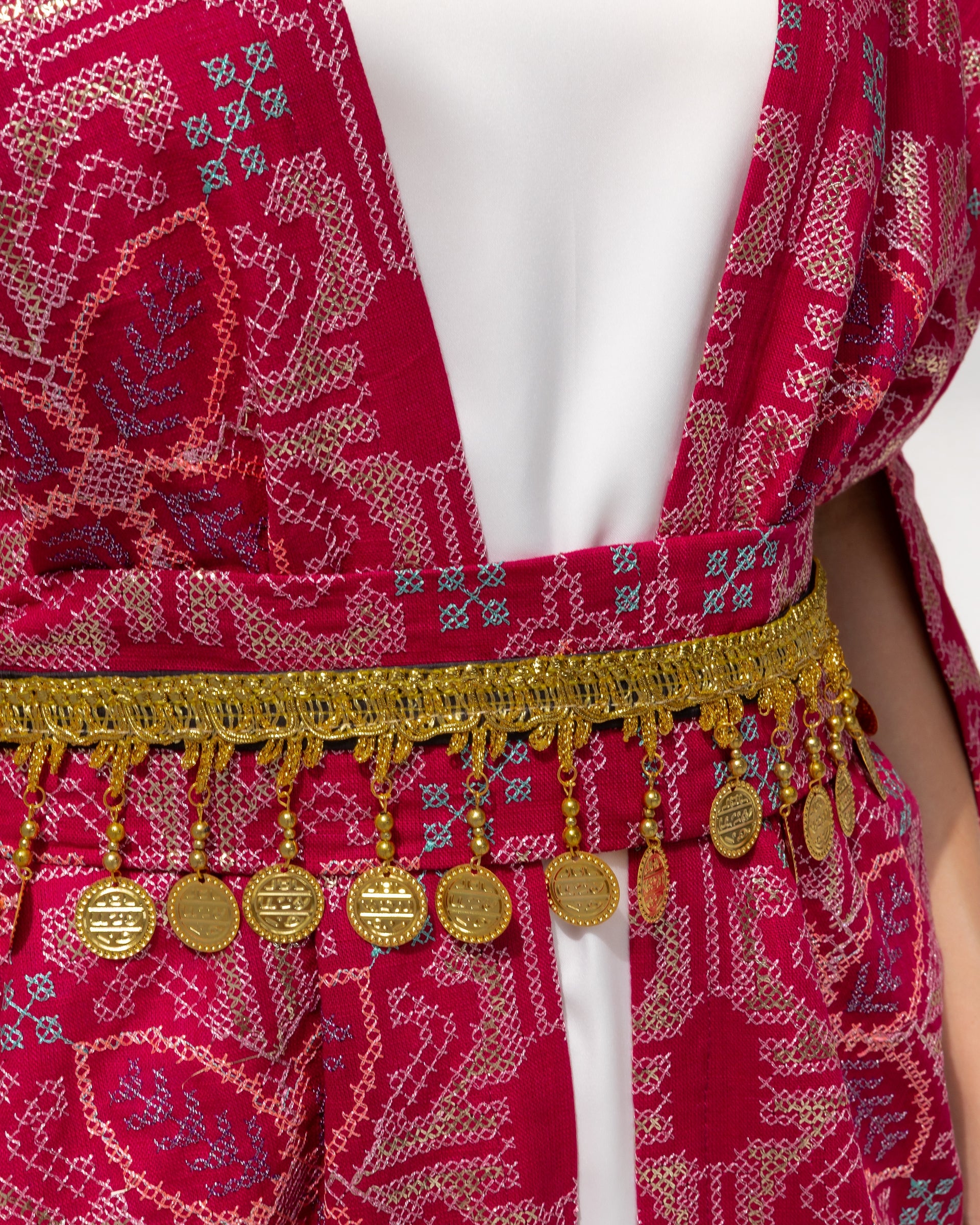 Hot Pink Kaftan with Embroidery Details