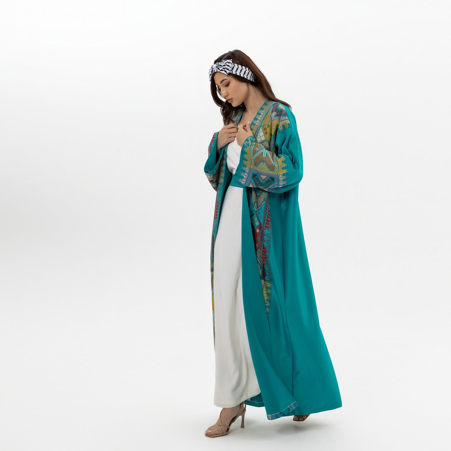 Teal Green Abaya with Tatreez