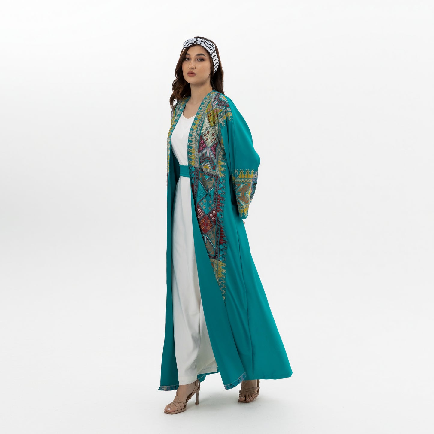 Teal Green Abaya with Tatreez