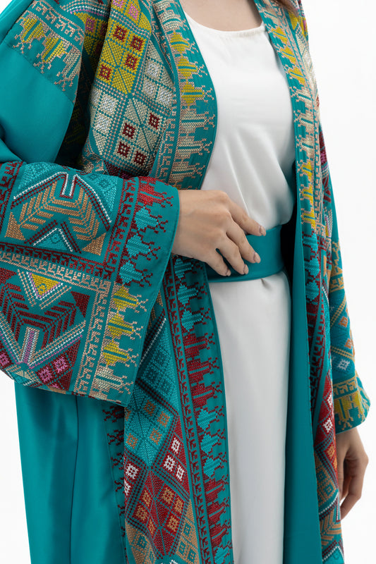 Teal Green Abaya with Tatreez