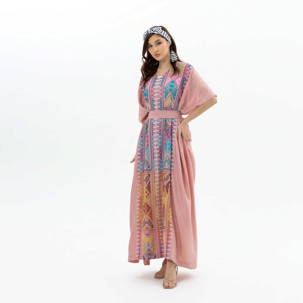 Pink Kaftan with Tatreez Details
