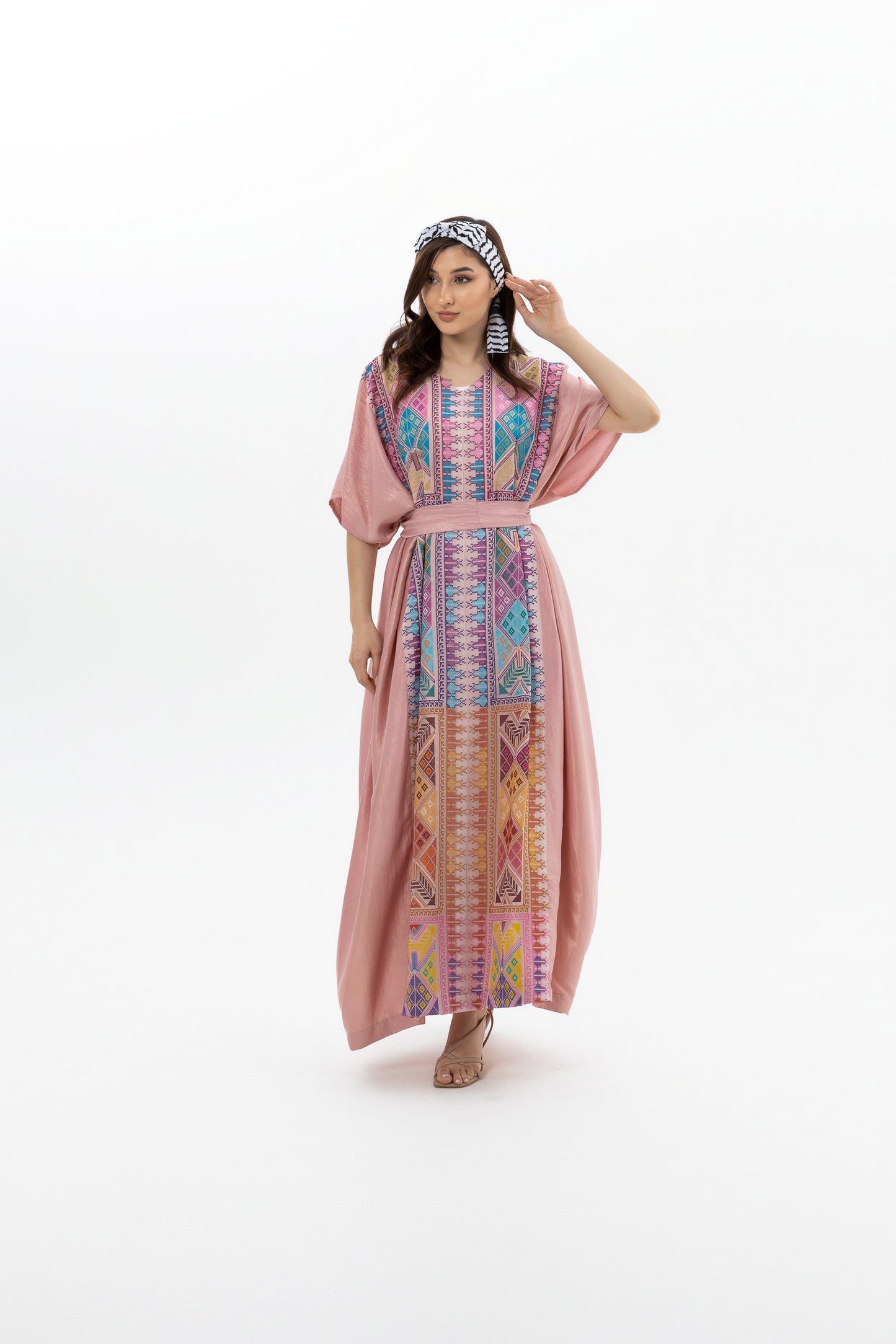 Pink Kaftan with Tatreez Details