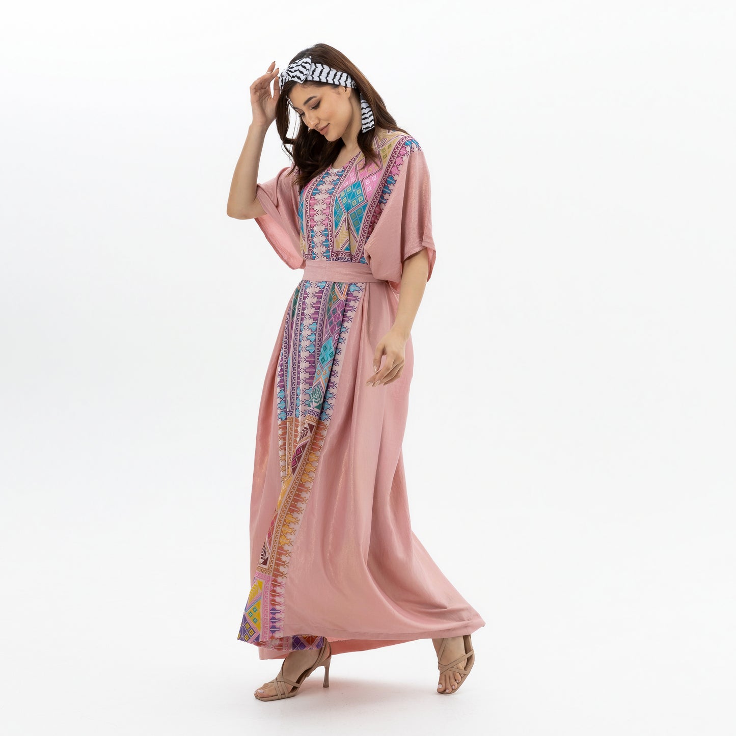 Pink Kaftan with Tatreez Details