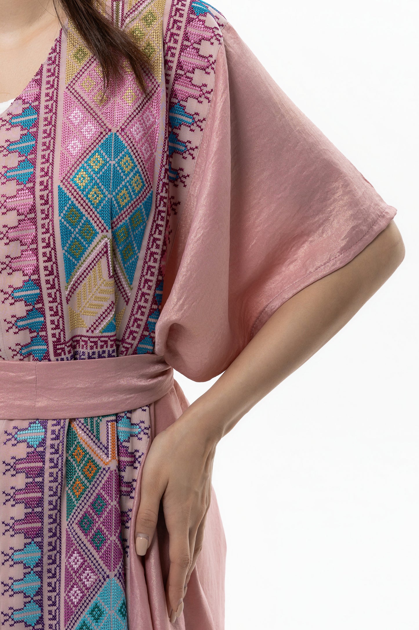 Pink Kaftan with Tatreez Details