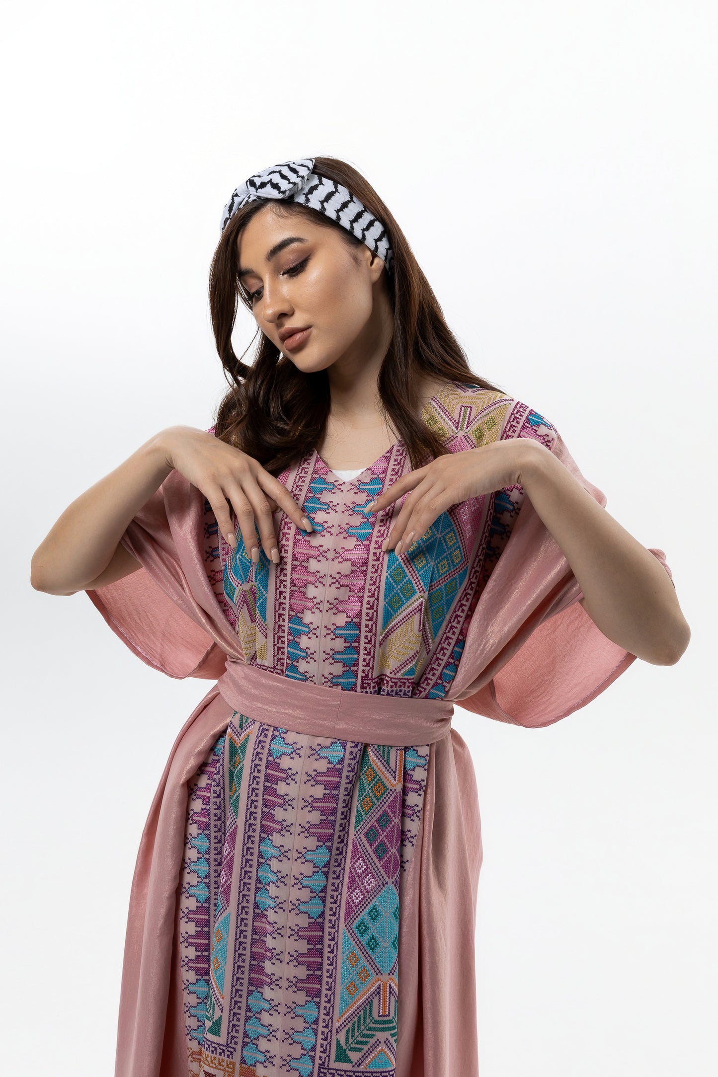 Pink Kaftan with Tatreez Details