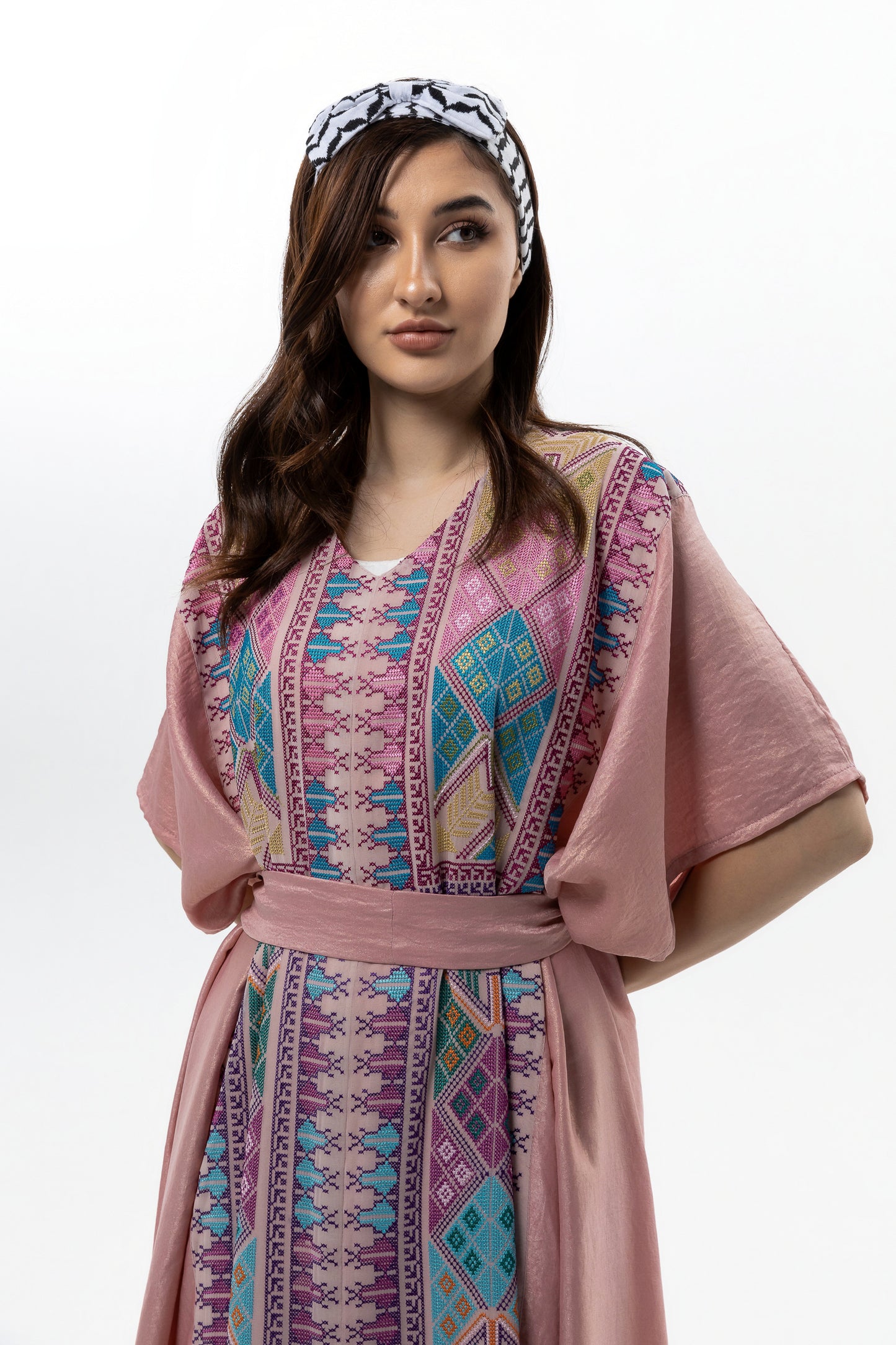 Pink Kaftan with Tatreez Details