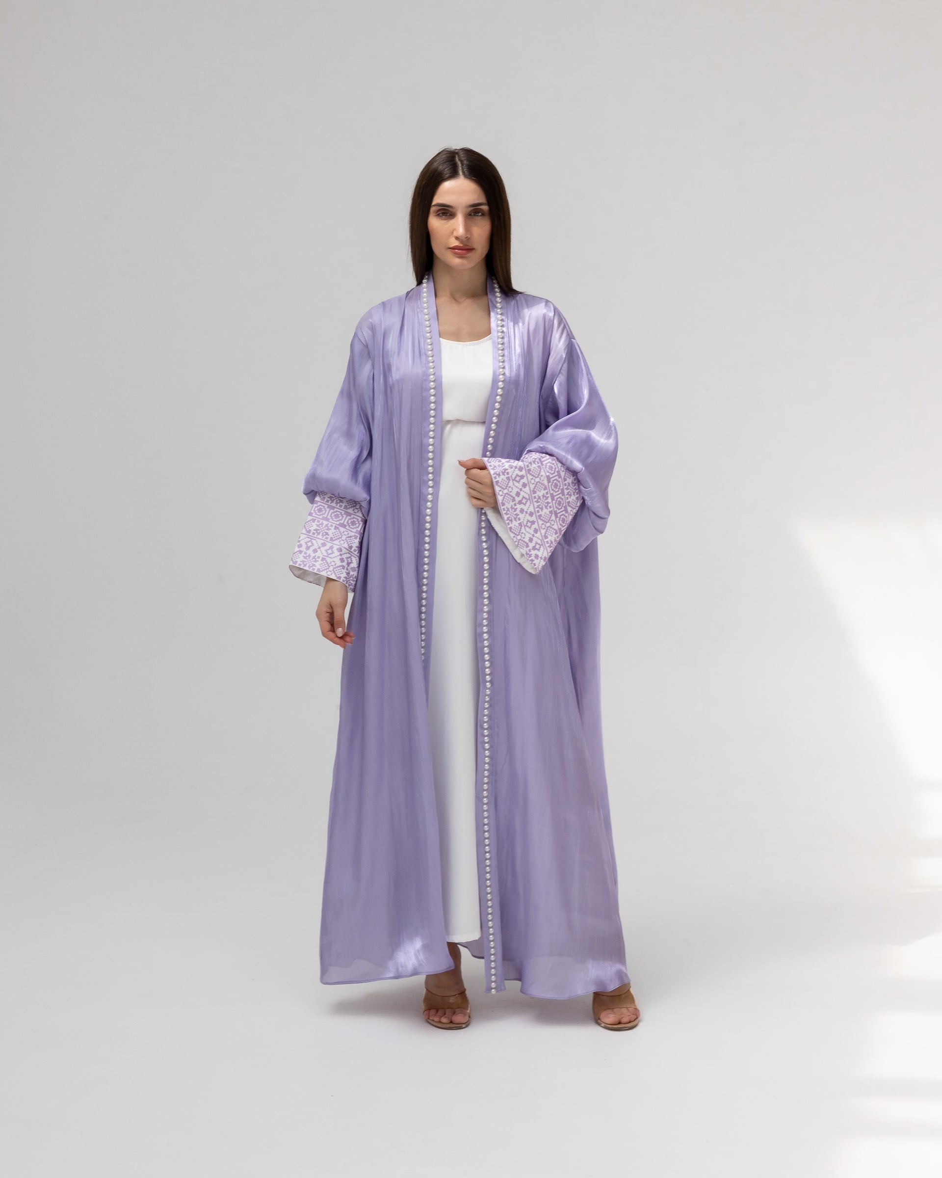 Lilac Abaya with Pearls and Embroidery