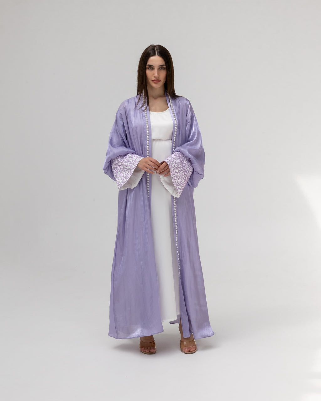 Lilac Abaya with Pearls and Embroidery