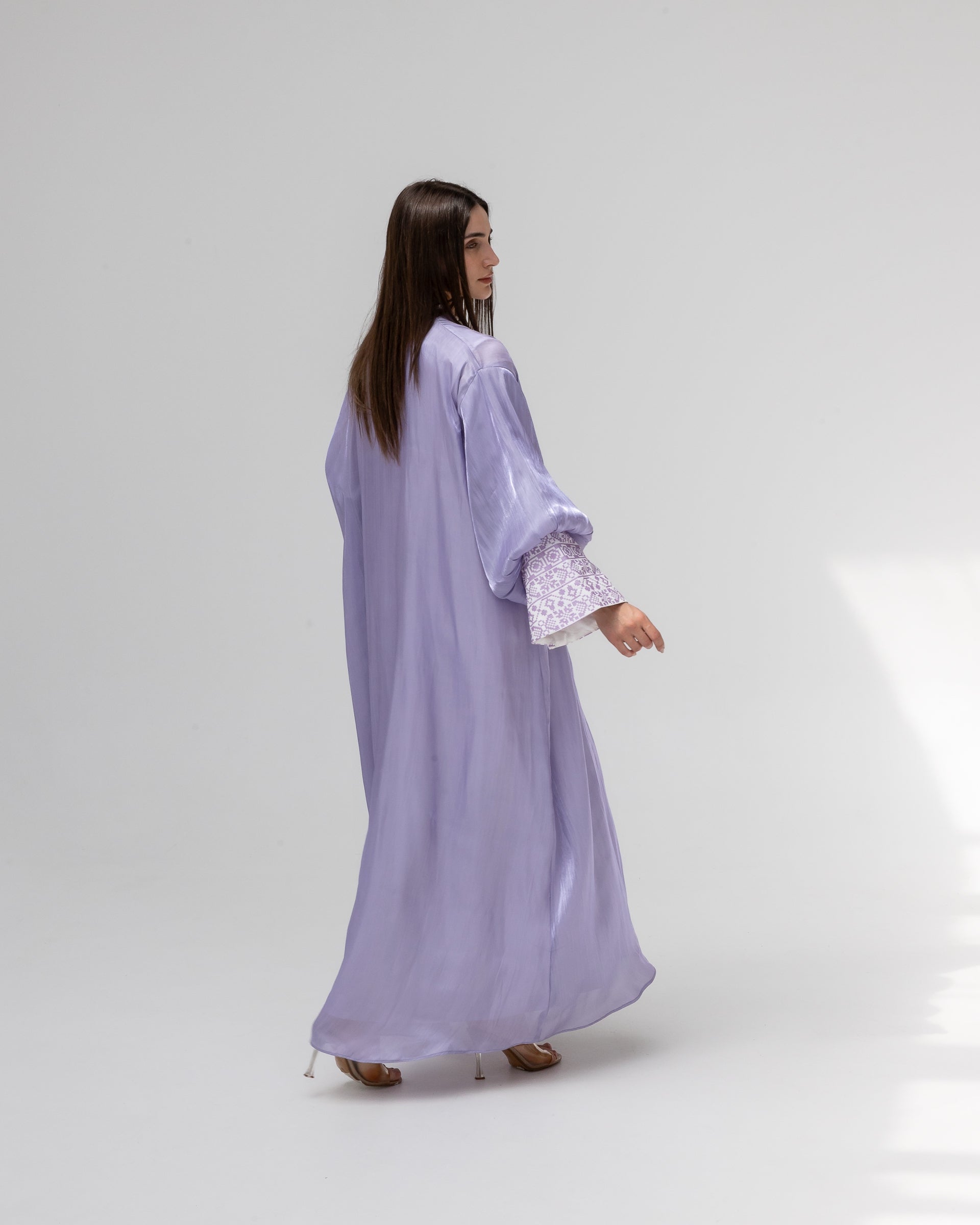 Lilac Abaya with Pearls and Embroidery
