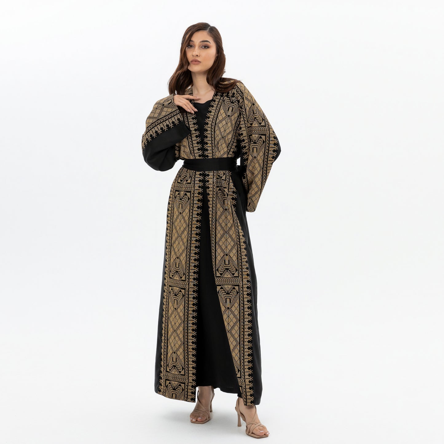 Black Abaya with Gold Tatreez